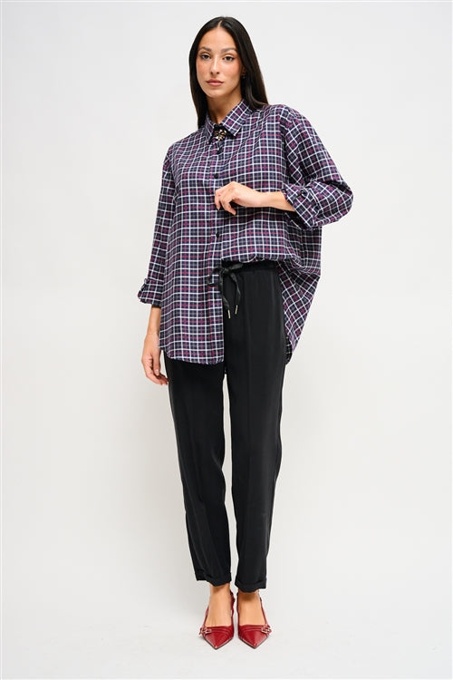 Maryley - Pantalone sigaretta con coulisse