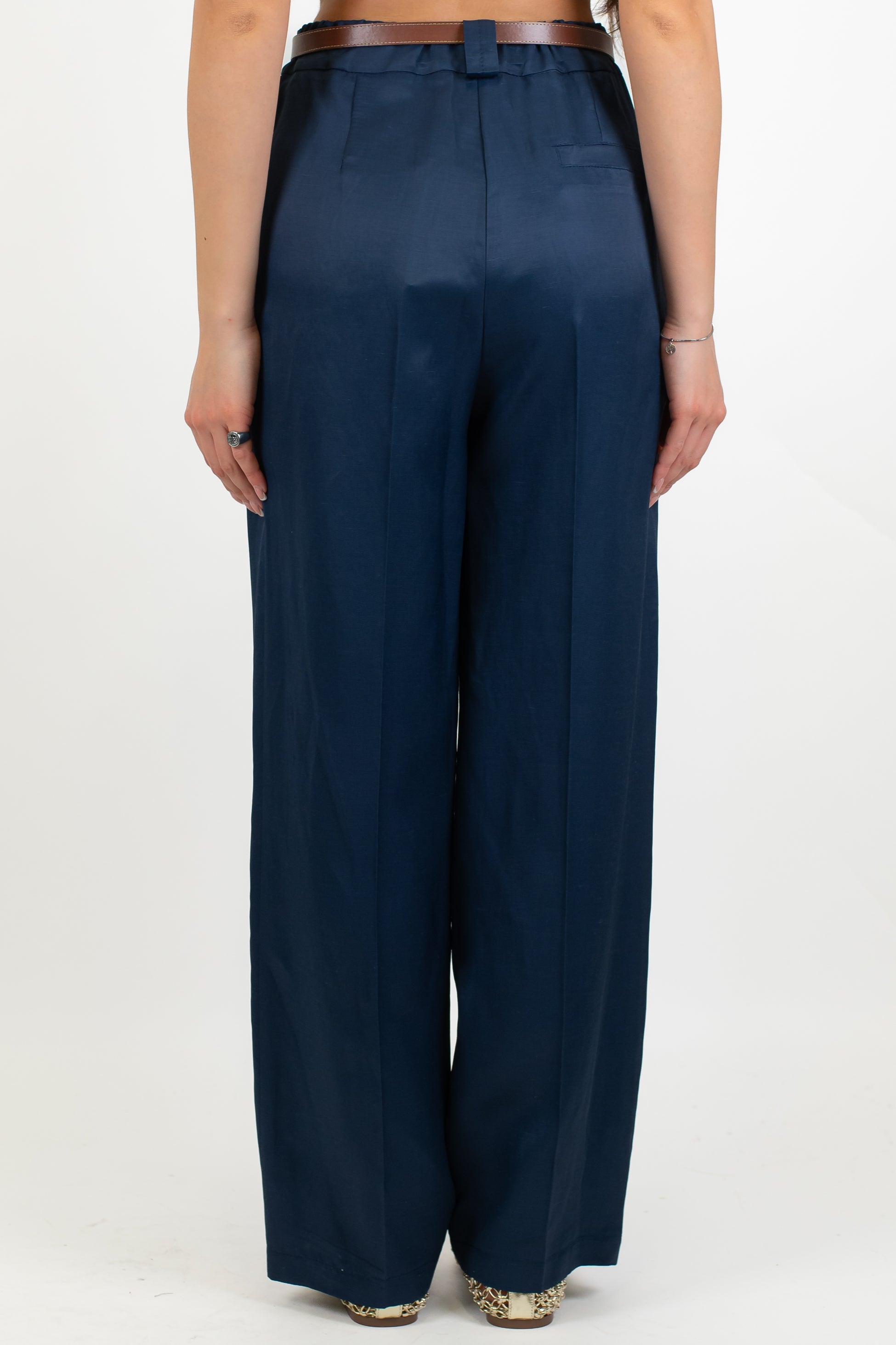 Maryley - Pantalone palazzo in misto lino