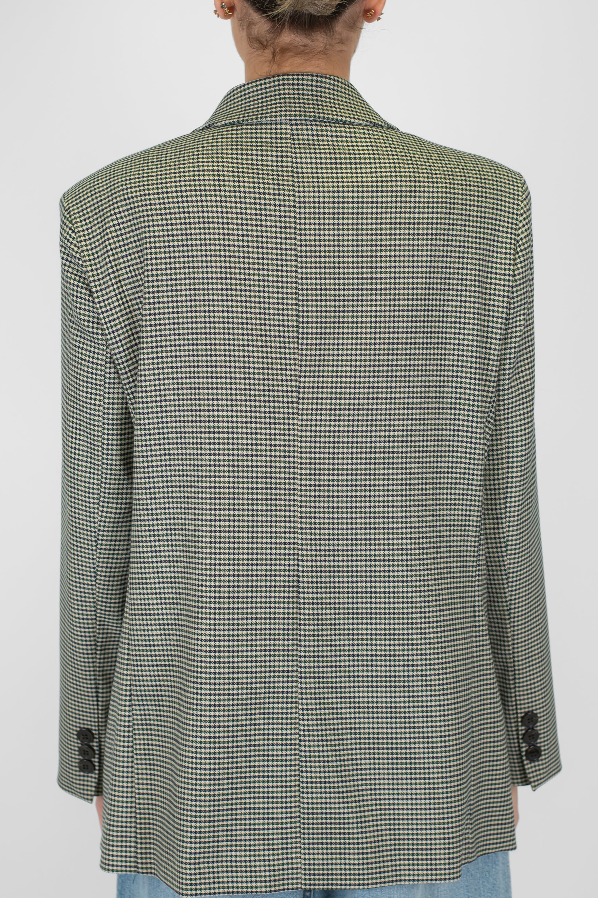 Maryley - Giacca doppiopetto microfantasia pied de poule con spilla