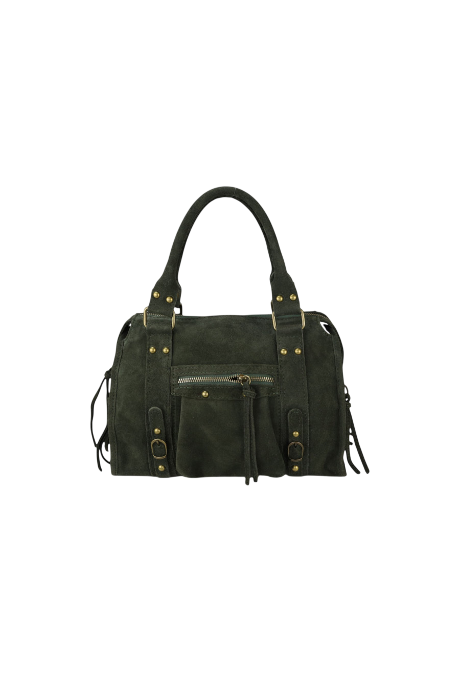 Borsa piccola in camoscio con finiture in oro anticato