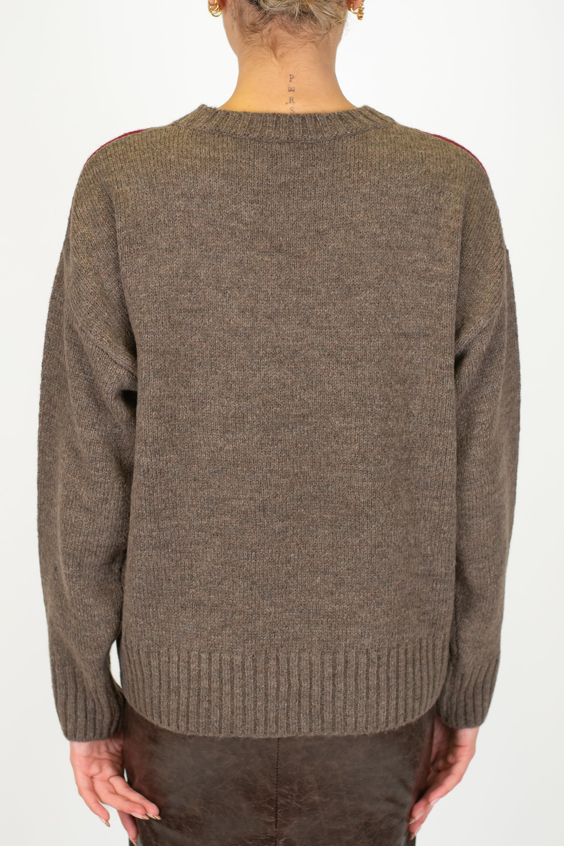 Tensione in - Maglia fantasia rombi a contrasto in misto lana