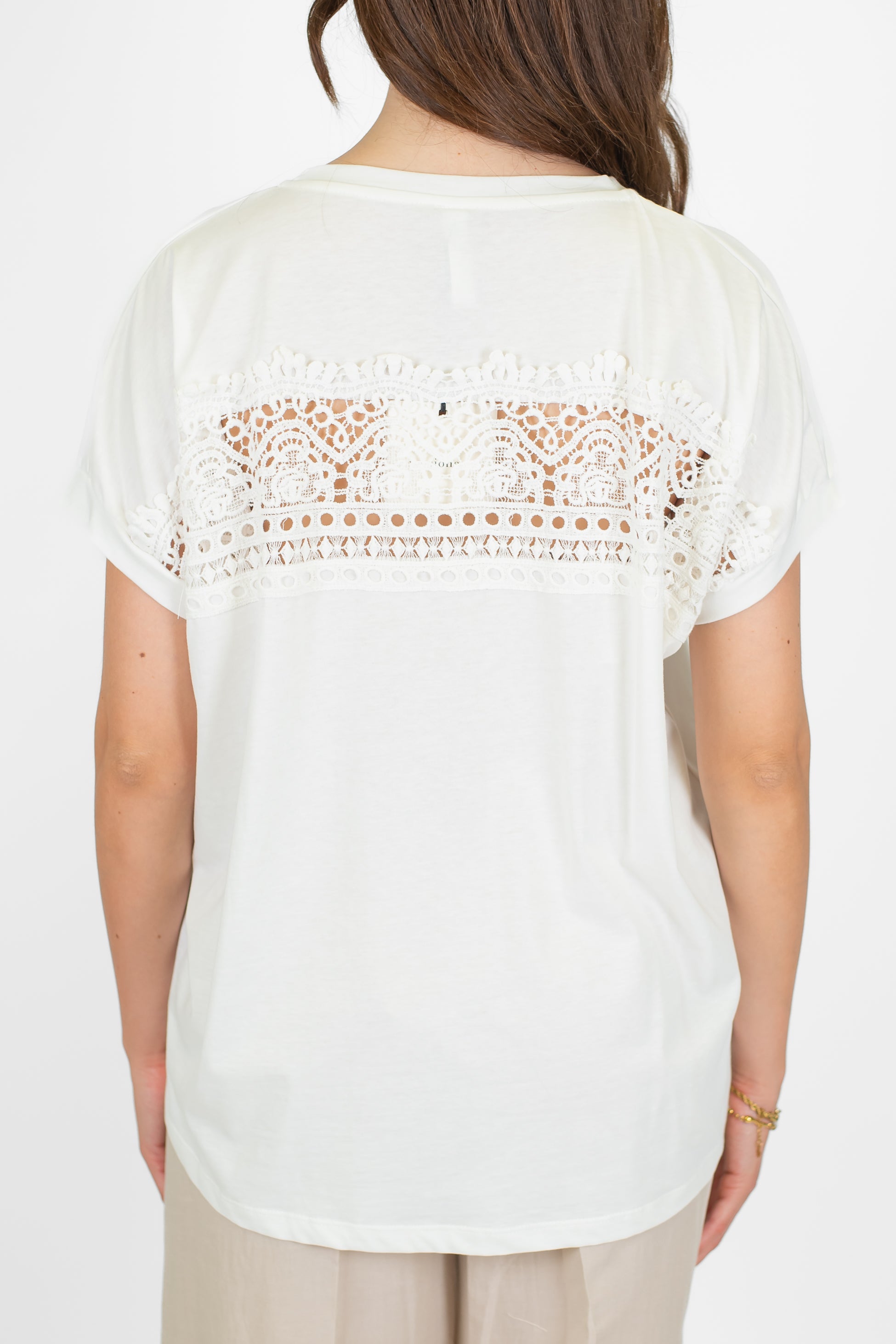 Tensione in - T-shirt con inserti in pizzo