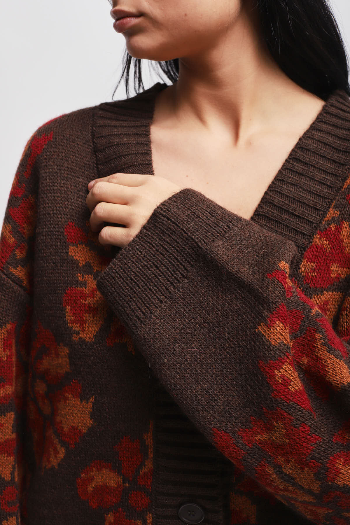 Maryley - Cardigan over in misto lana fantasia fiori