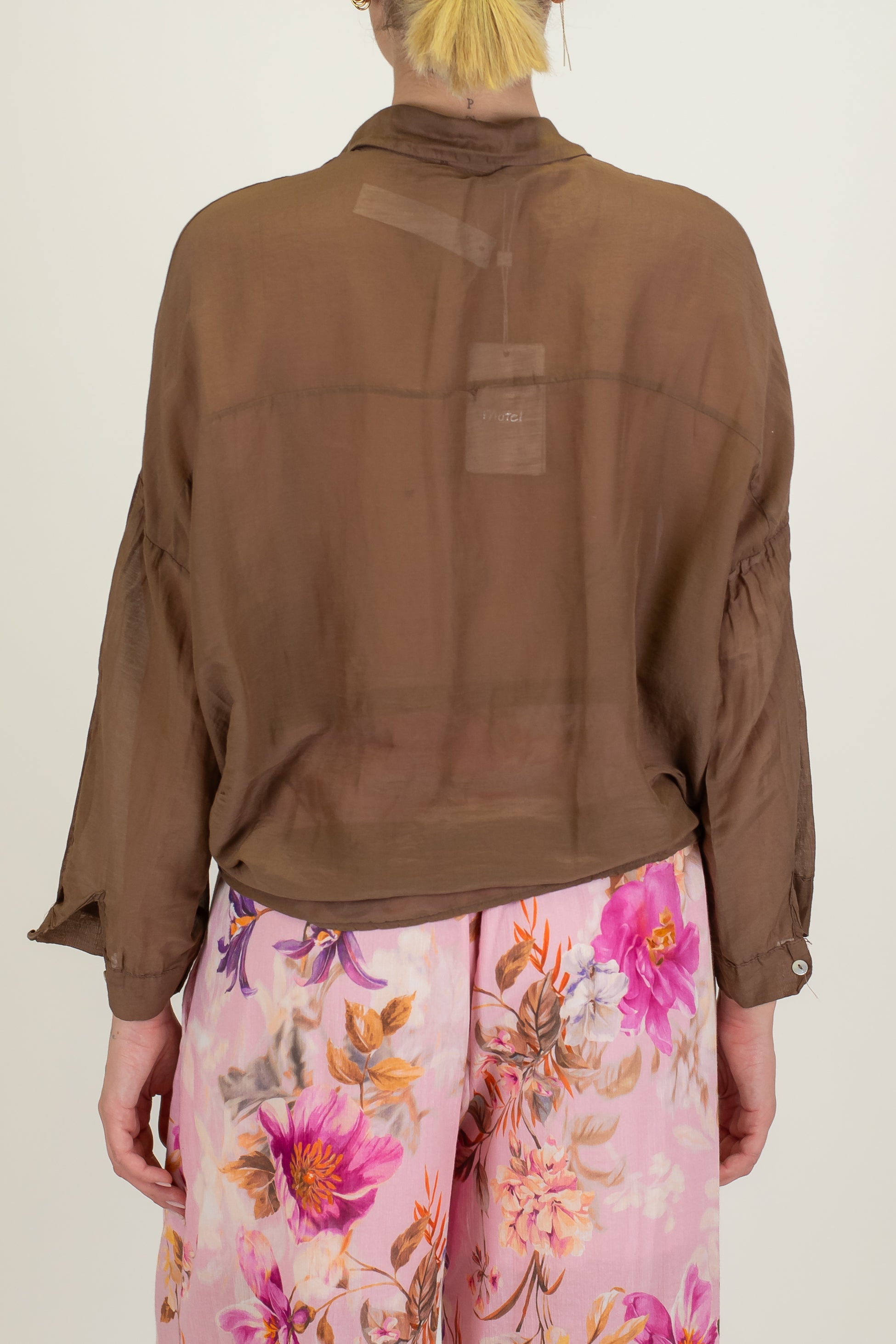 Motel - Camicia tinta unita in misto seta