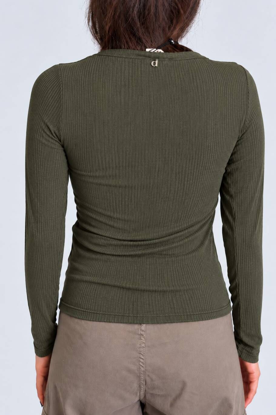 Dixie - Maglia serafino a costine basic in misto cashmere
