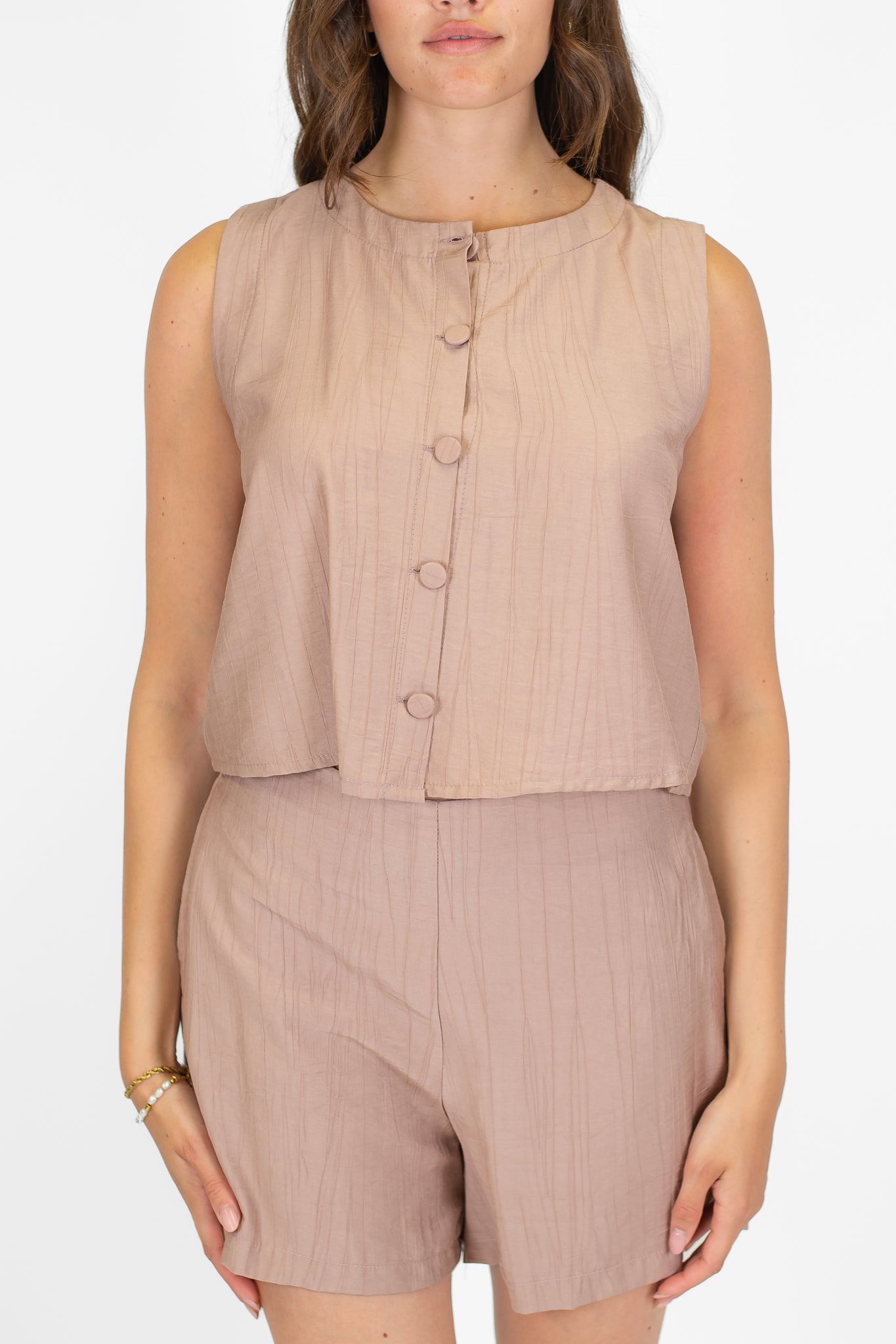 Tensione in - Coordinato gilet e shorts in viscosa leggera