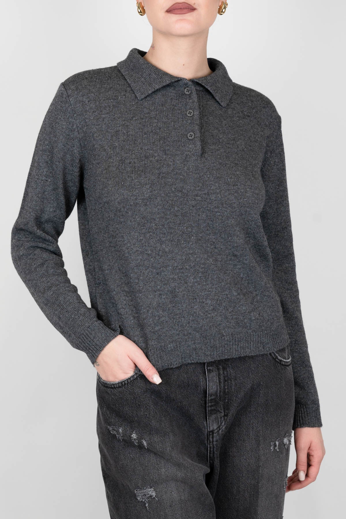 Tensione in - Polo in maglia slim in misto lana e cashmere