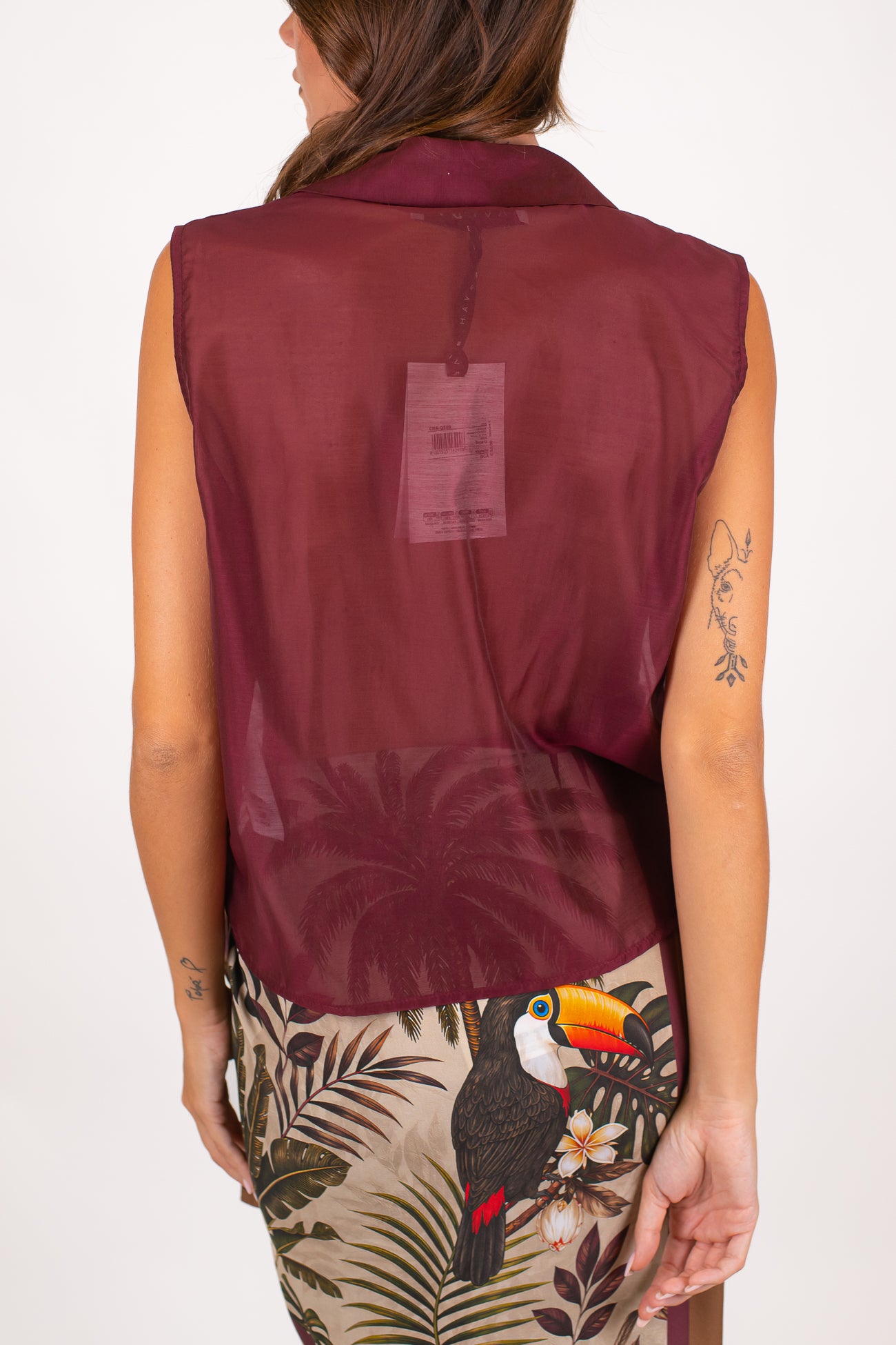 Haveone - Camicia smanicata in lyocell con colletto