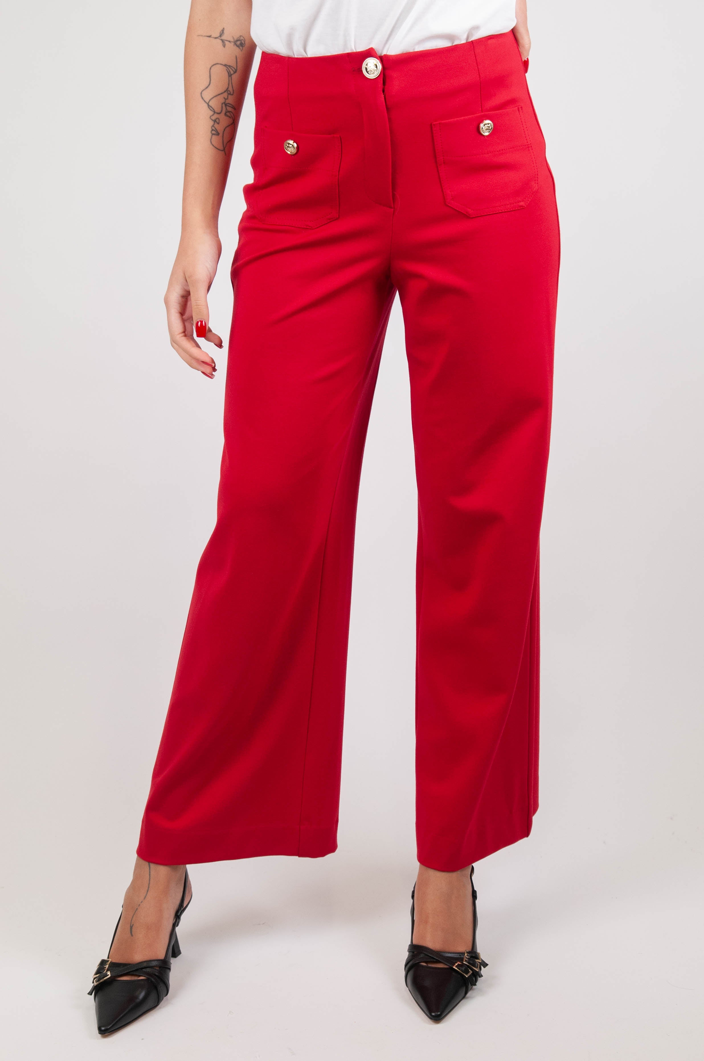 Tension in - Milano stitch palazzo trousers with front pockets