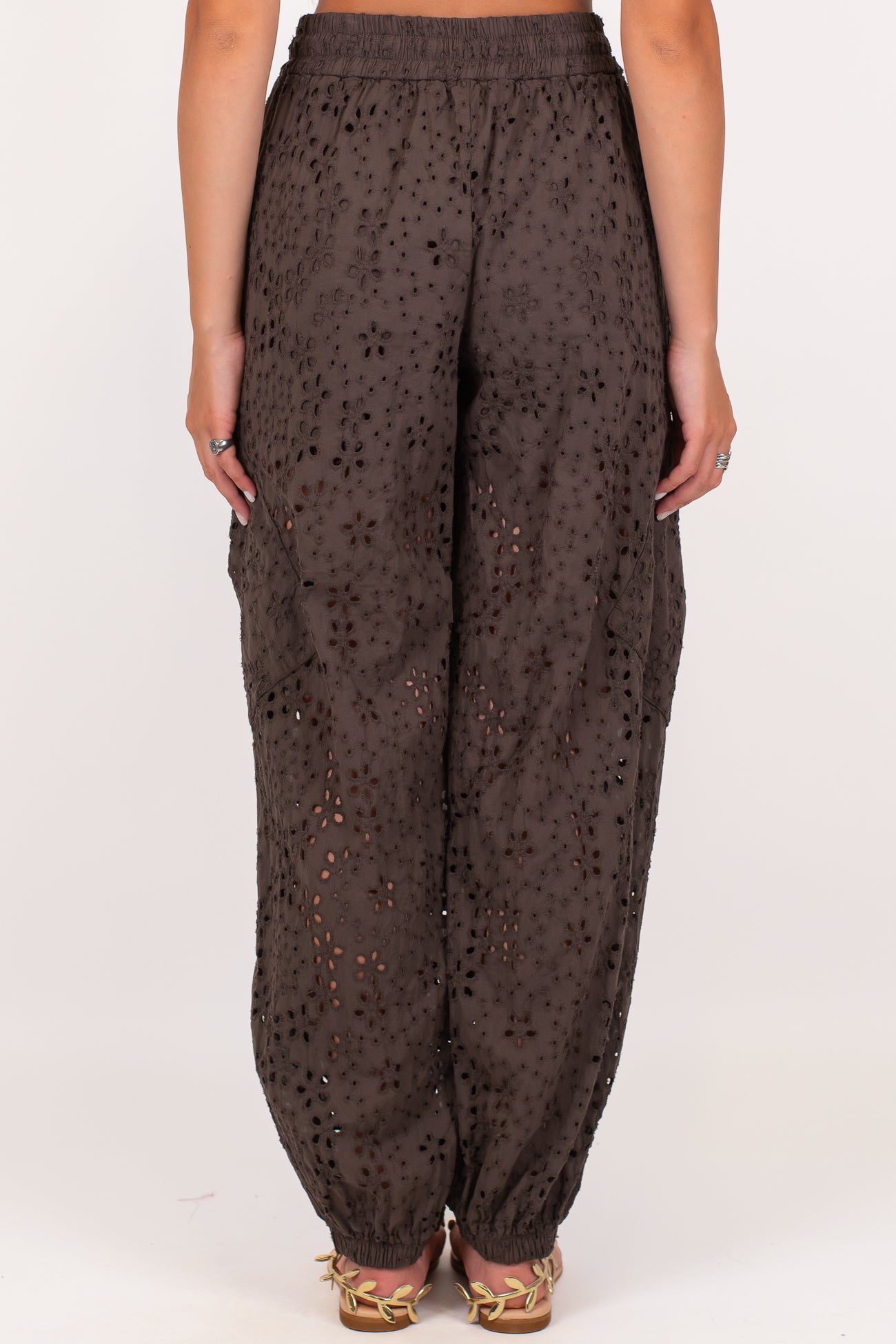 Motel - Pantalone cargo balloon in pizzo sangallo con coulisse
