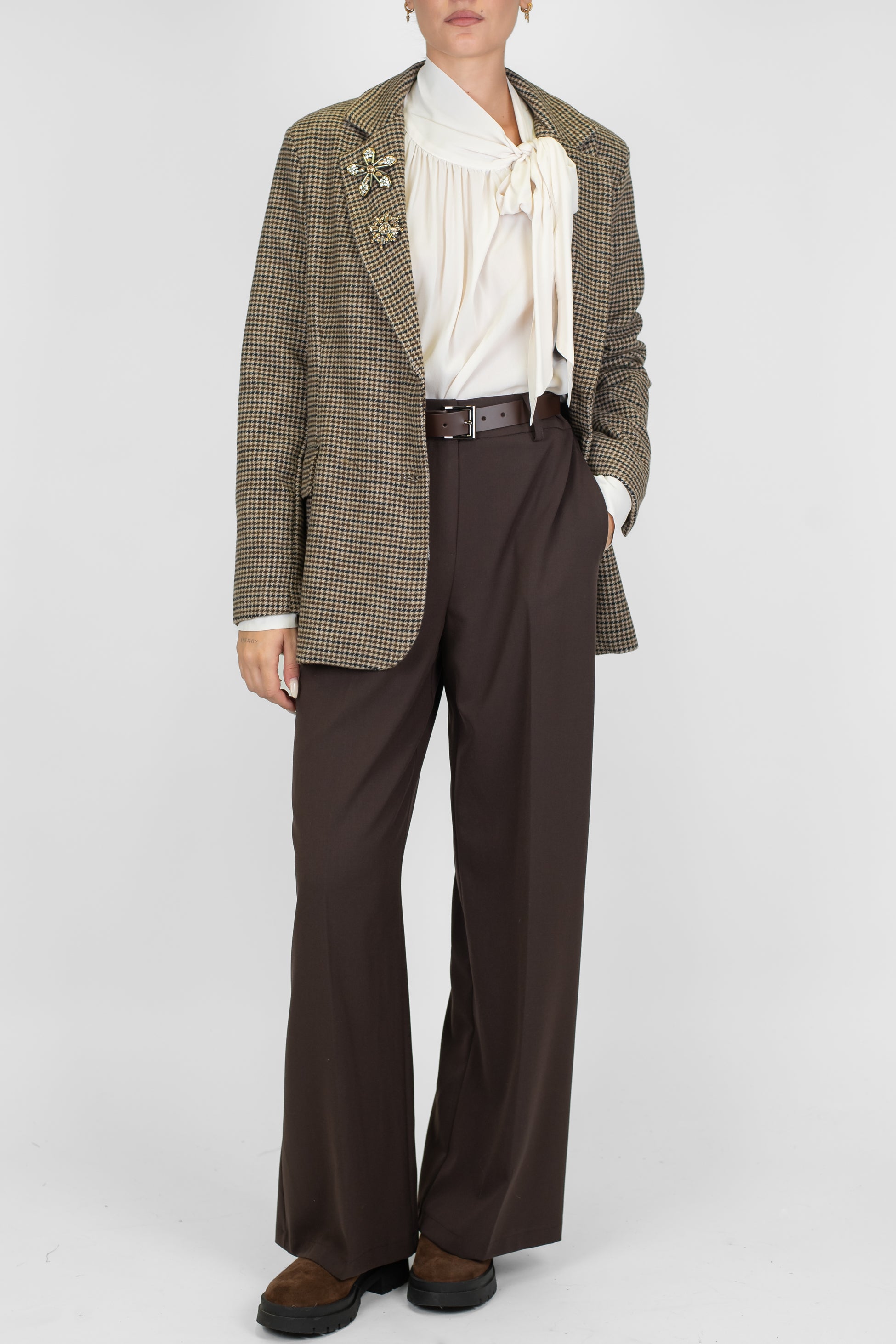 Motel - Pantalone palazzo tinta unita con elastico sul retro