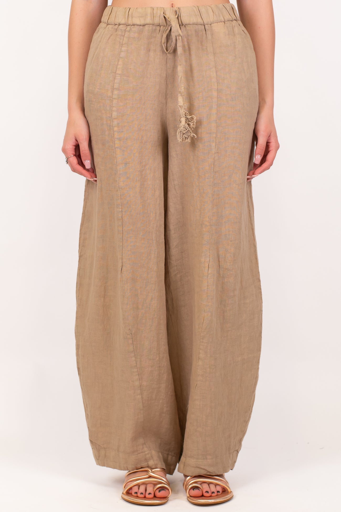 Motel - Pantalone balloon in puro lino con coulisse