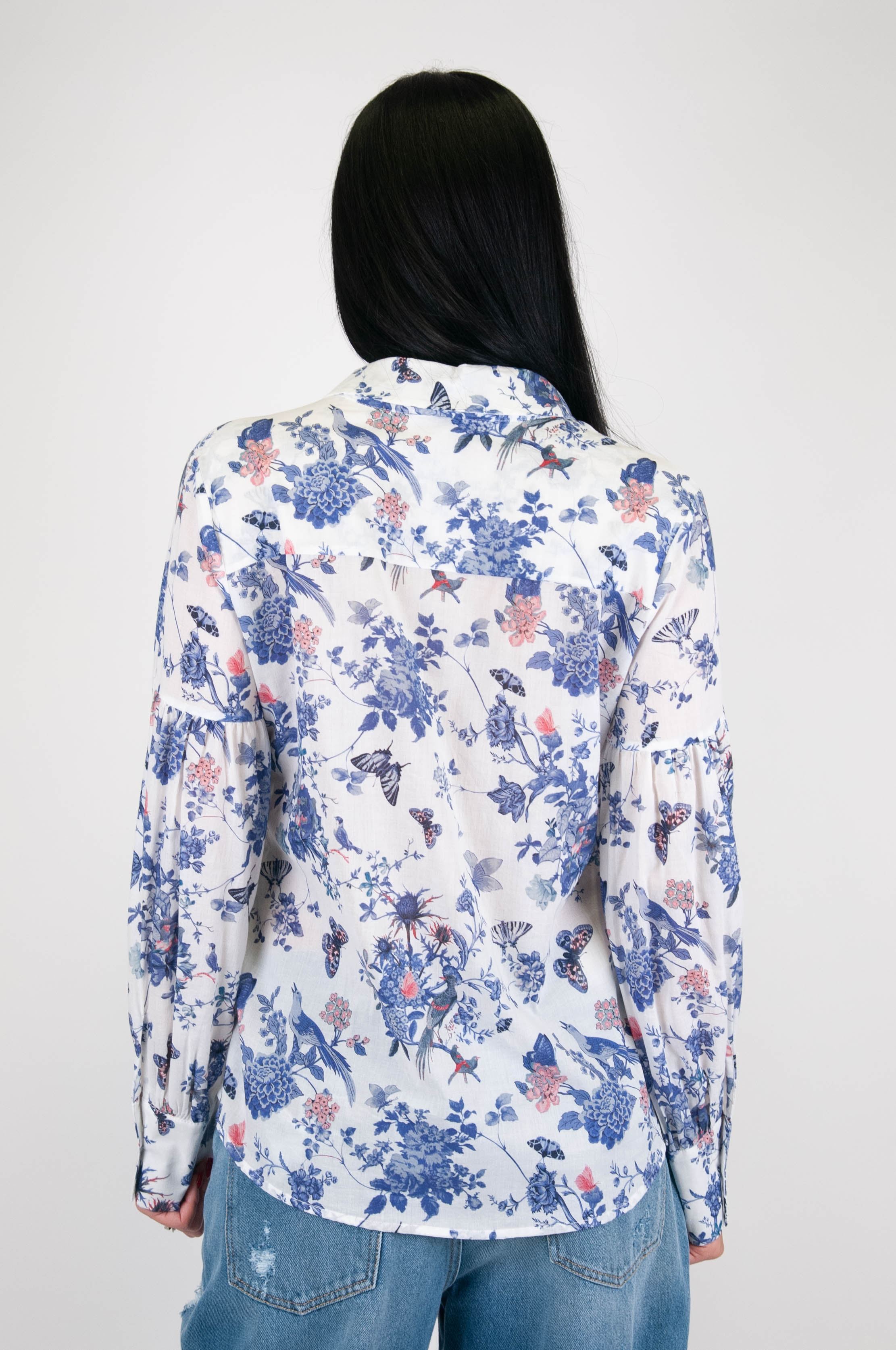 Tension in - Floral patterned shirt in cotton muslin