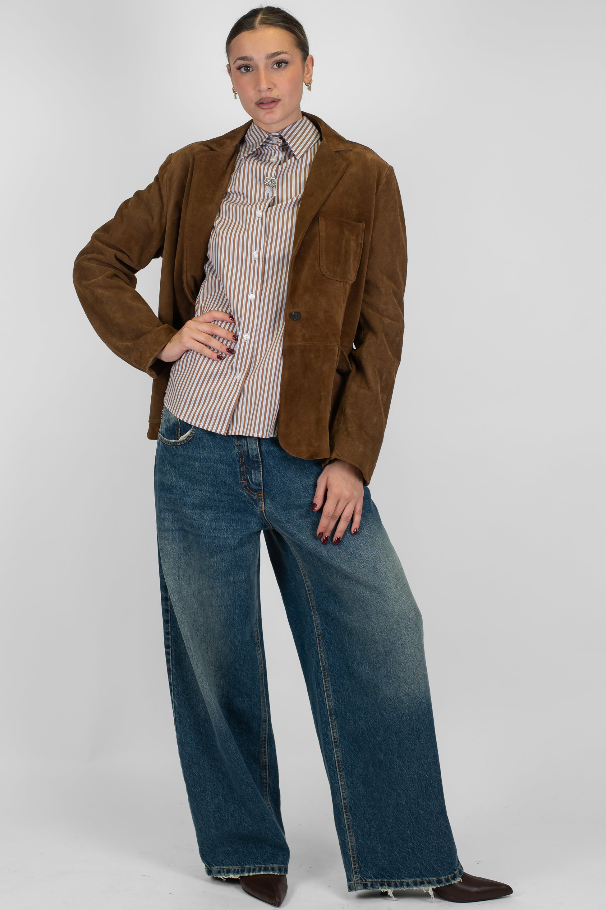 Maryley - Giacca in 100% camoscio vestibilità regular