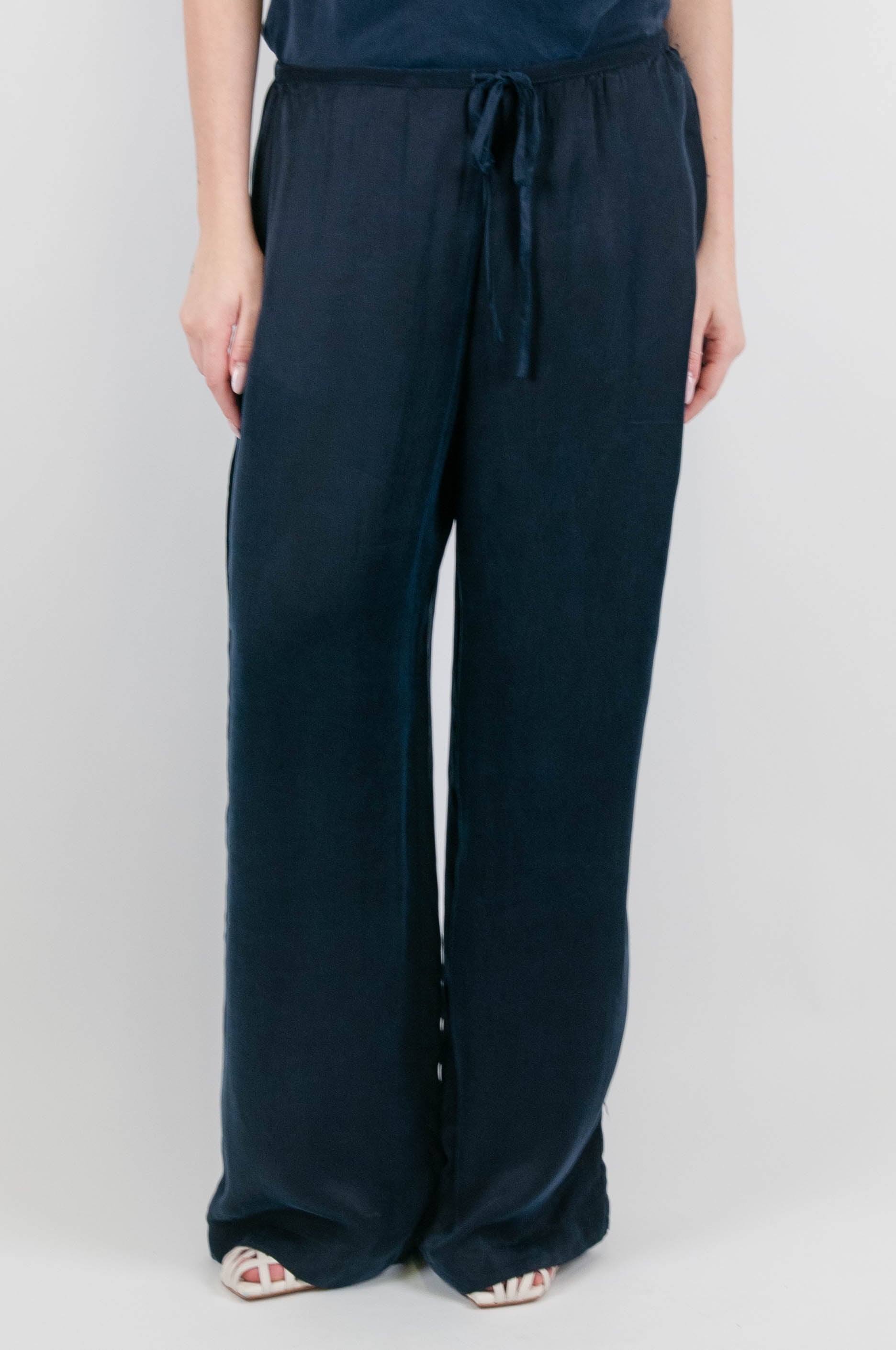 Tension in - Cupro palazzo trousers with drawstring