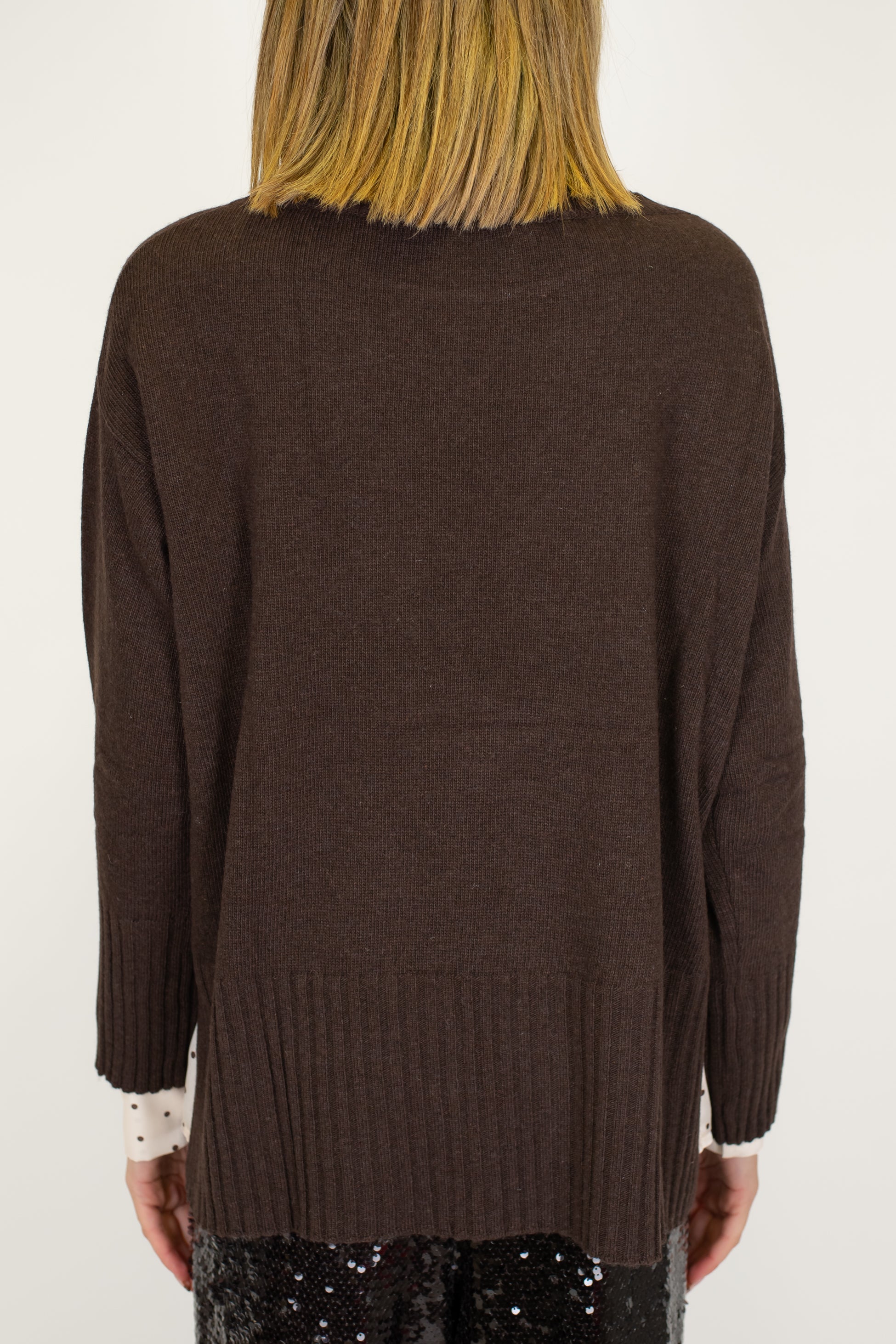 Motel - Maglia paricollo fantasia stelle a contrasto in misto lana e cashmere