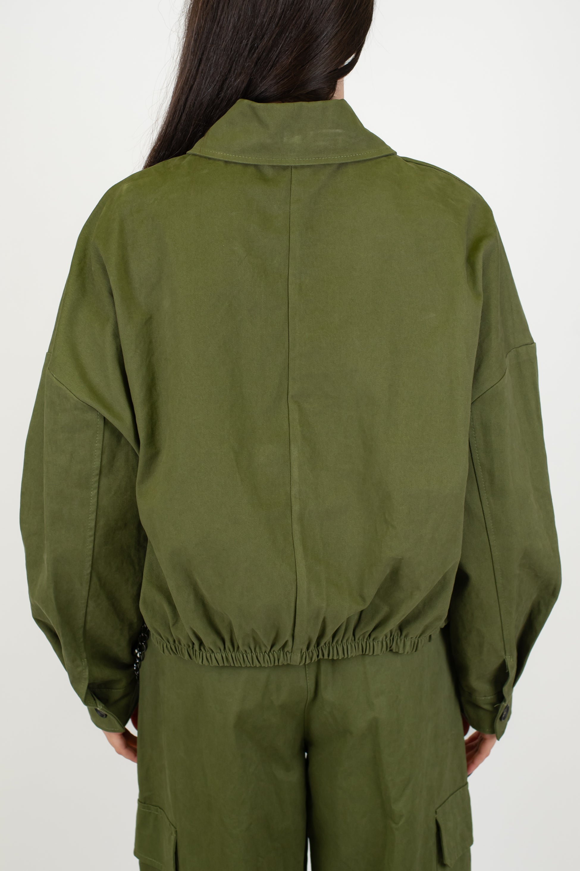 Motel - Bomber over in denim colorato con tasconi laterali