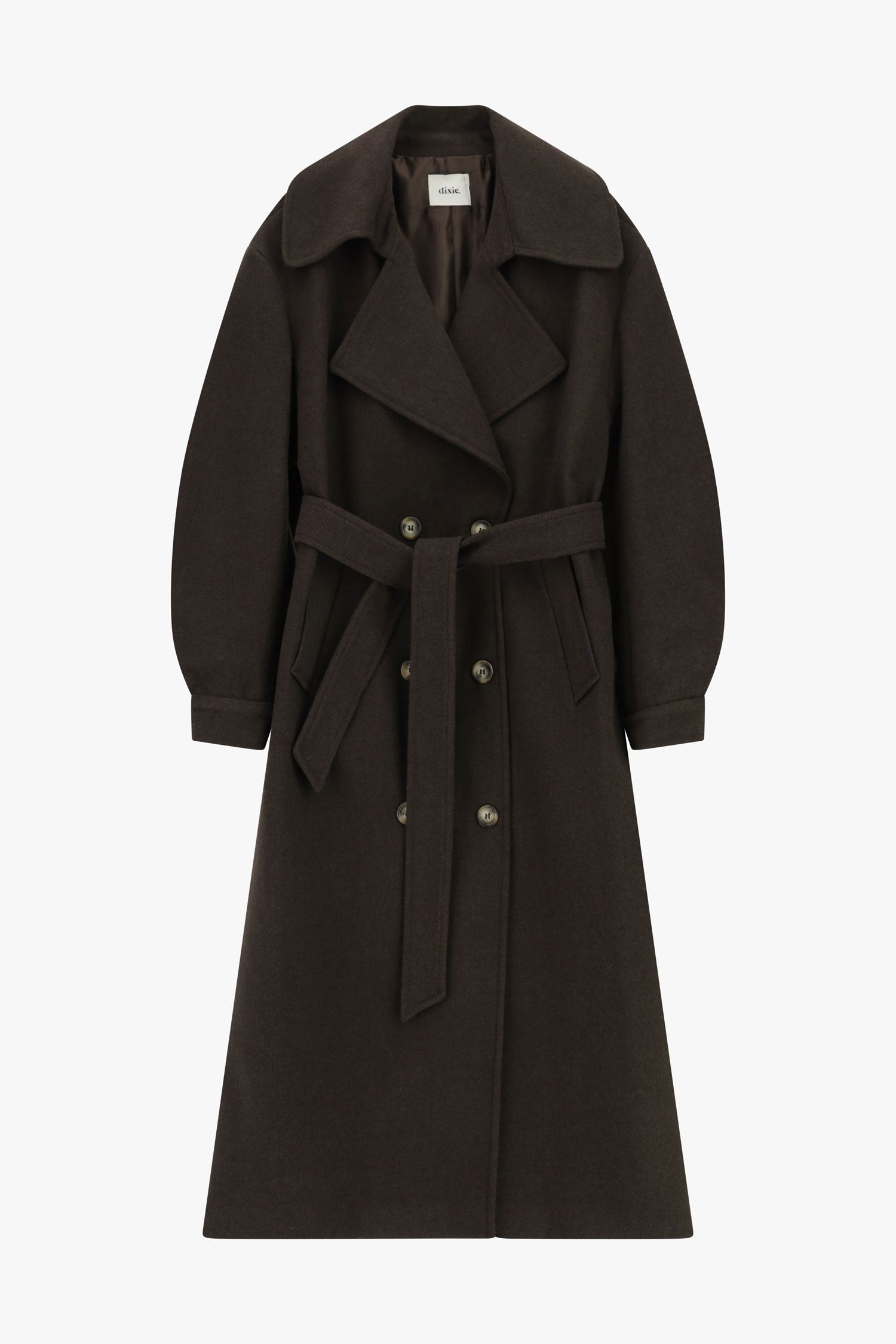 Dixie - Cappotto doppiopetto con cintura e maxi revers