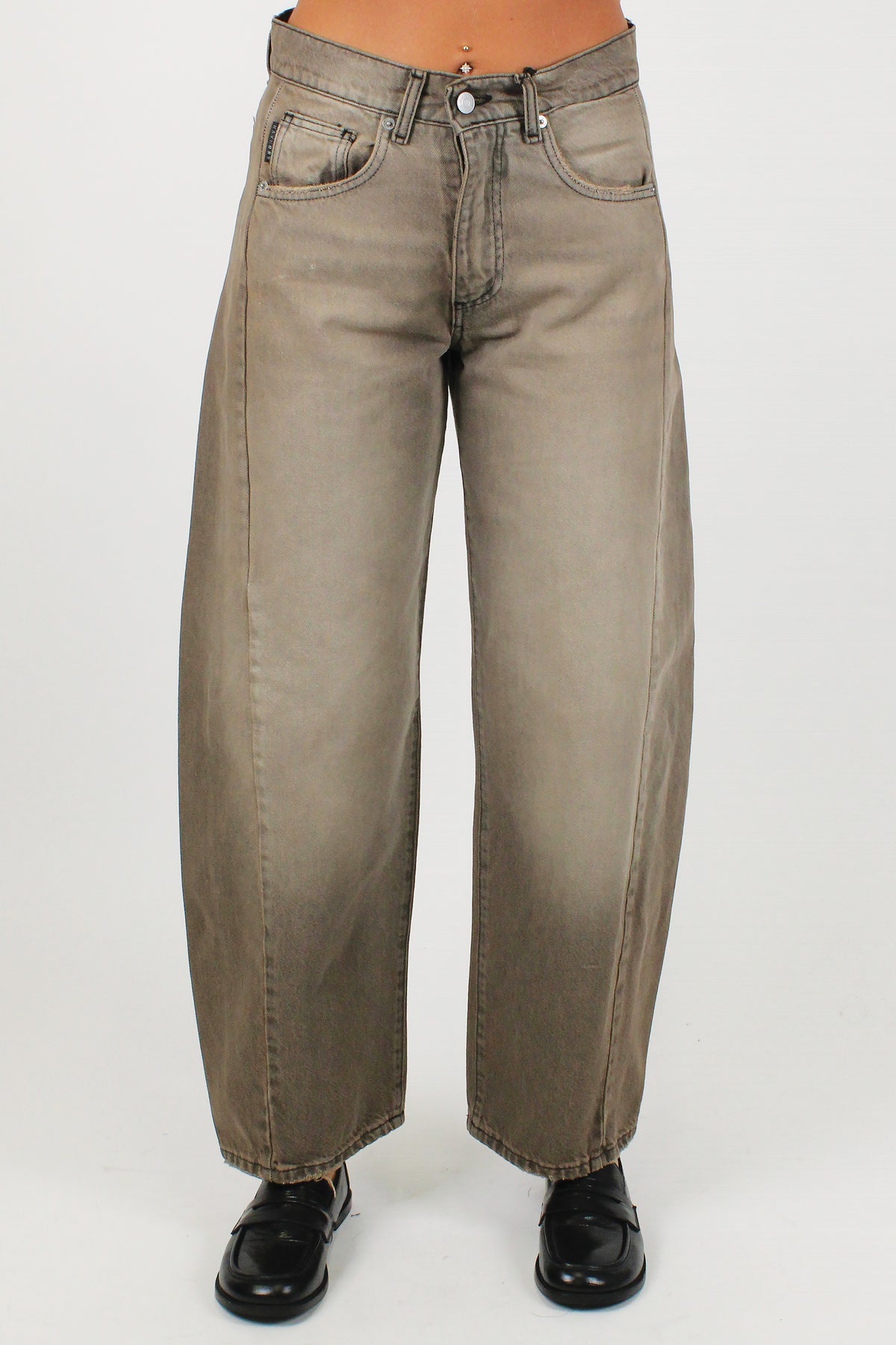 Haveone - Pantalone balloon in denim colorato sabbiato modello Lucy