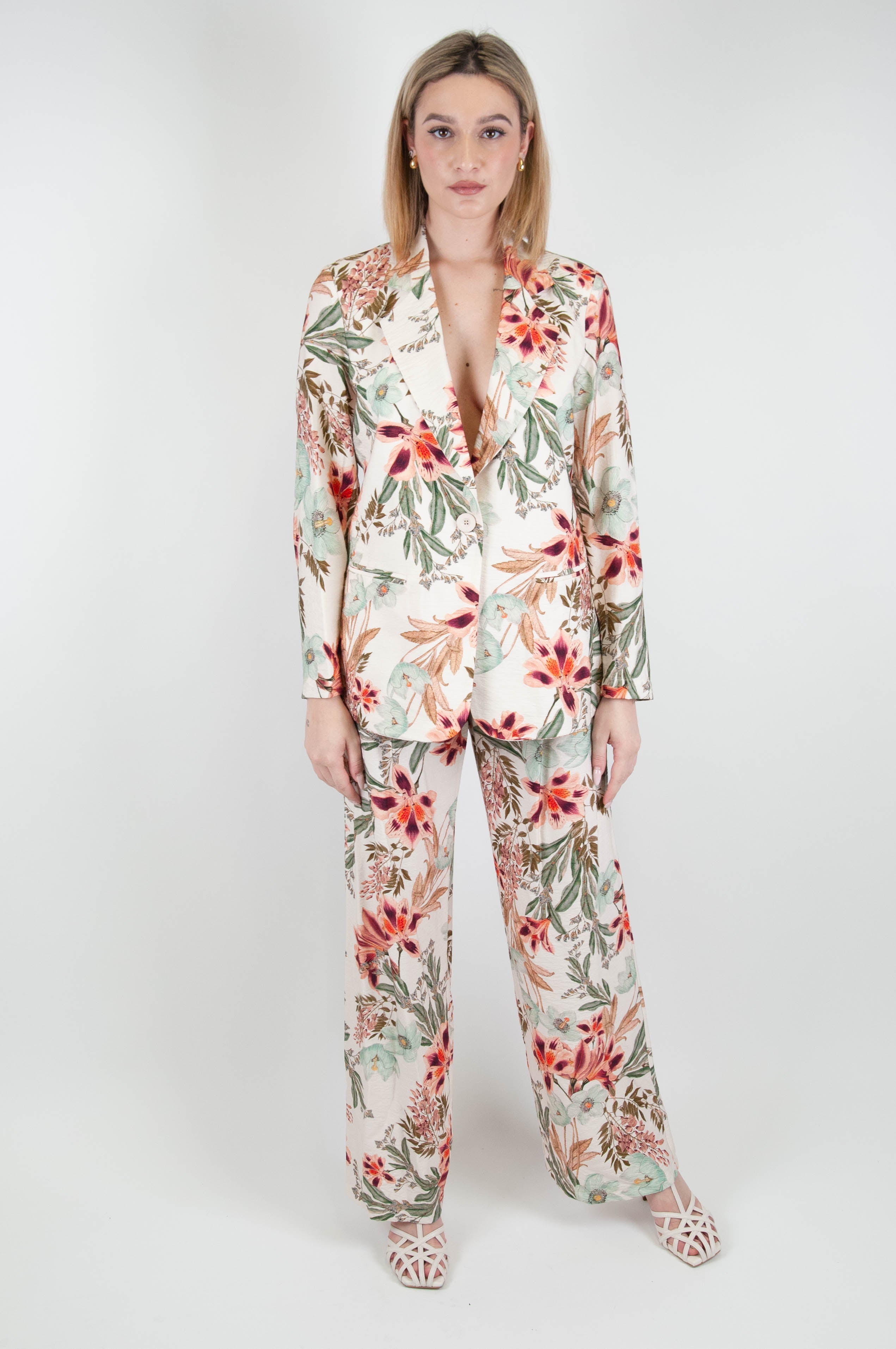 Dixie - Palazzo trousers with floral patterned elastic on the back