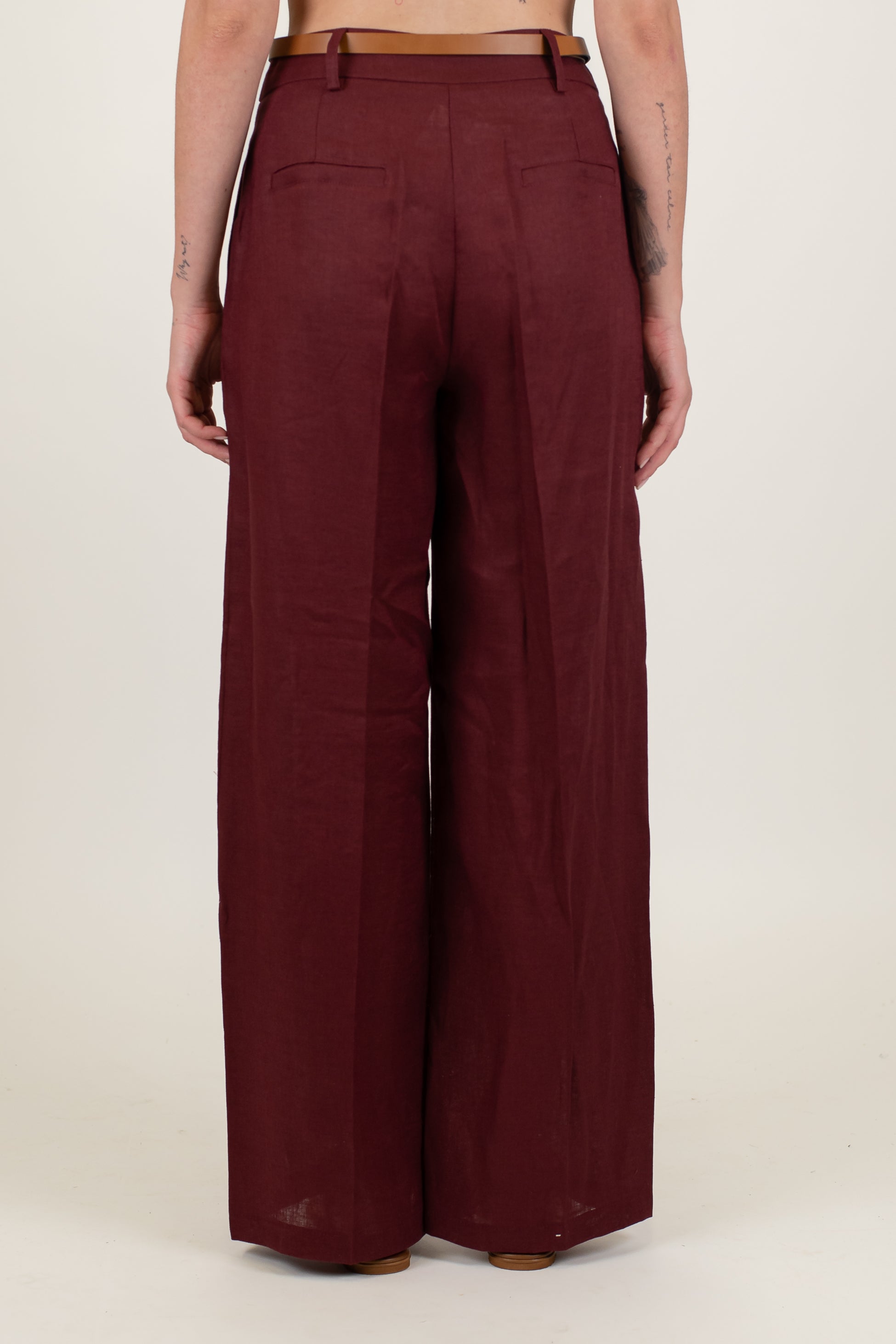 Tensione in - Pantalone palazzo in puro lino