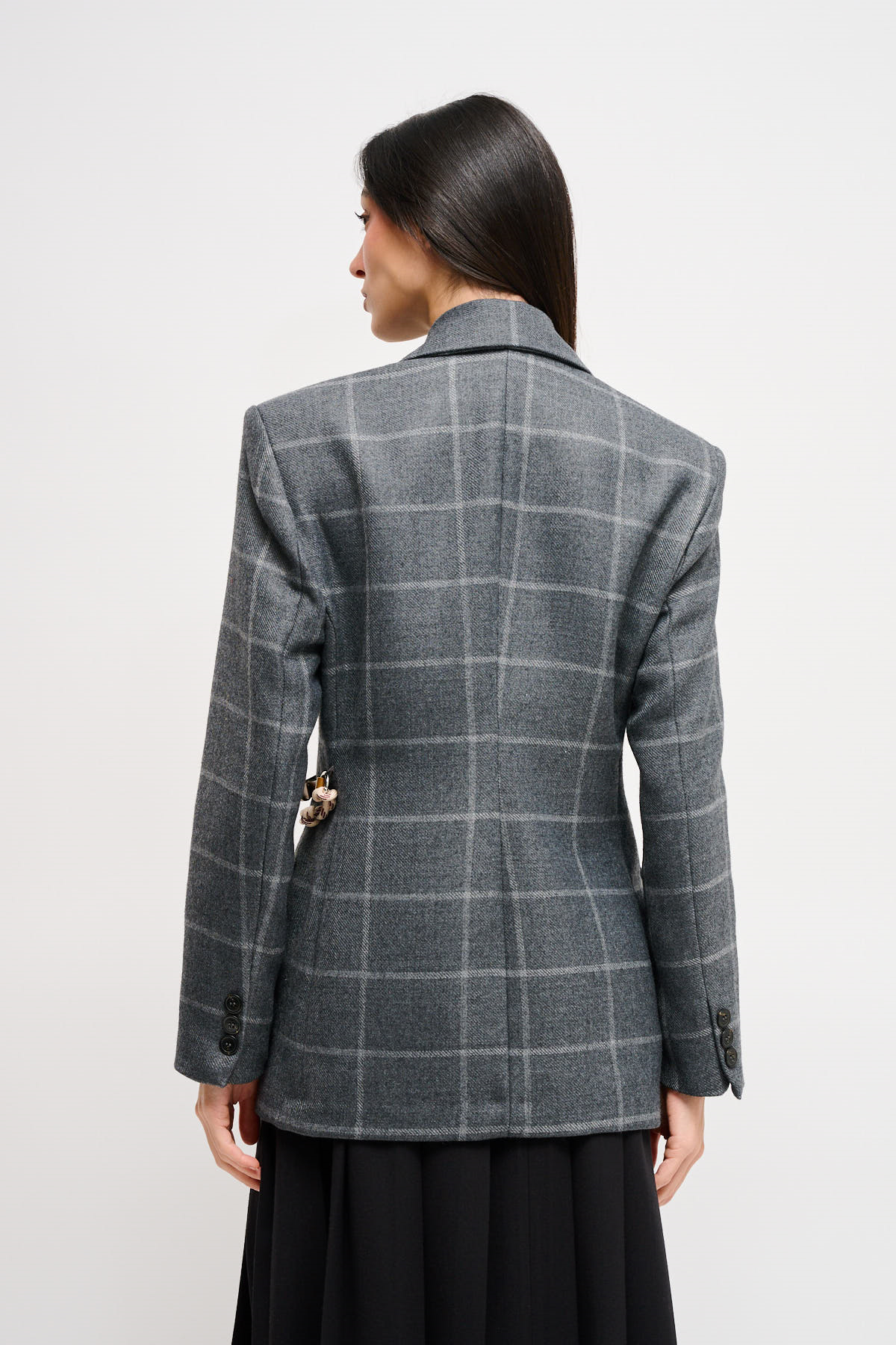 Maryley - Giacca doppiopetto fantasia check in misto lana