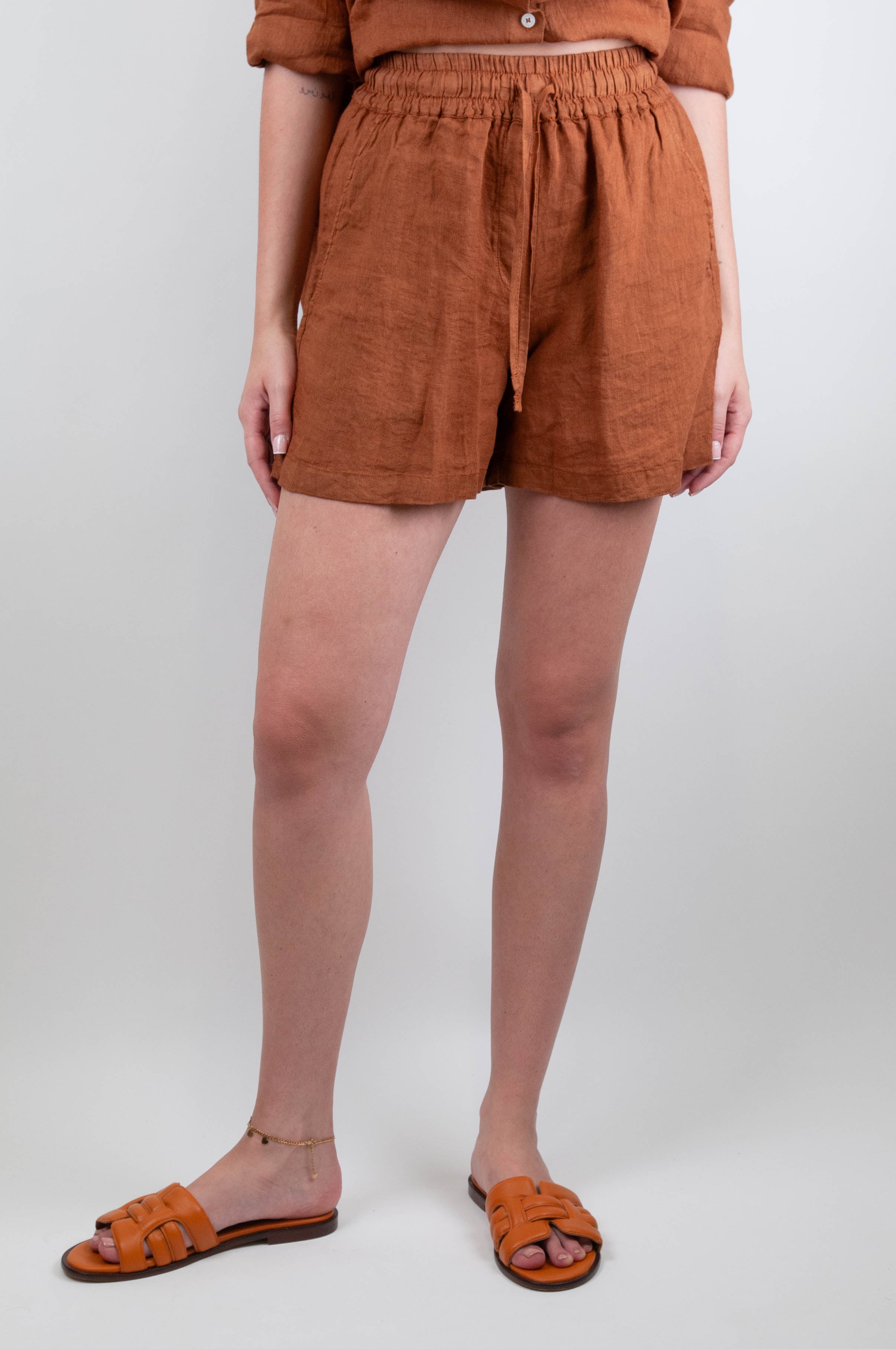 Tensione in - Shorts in puro lino con coulisse in taglia unica