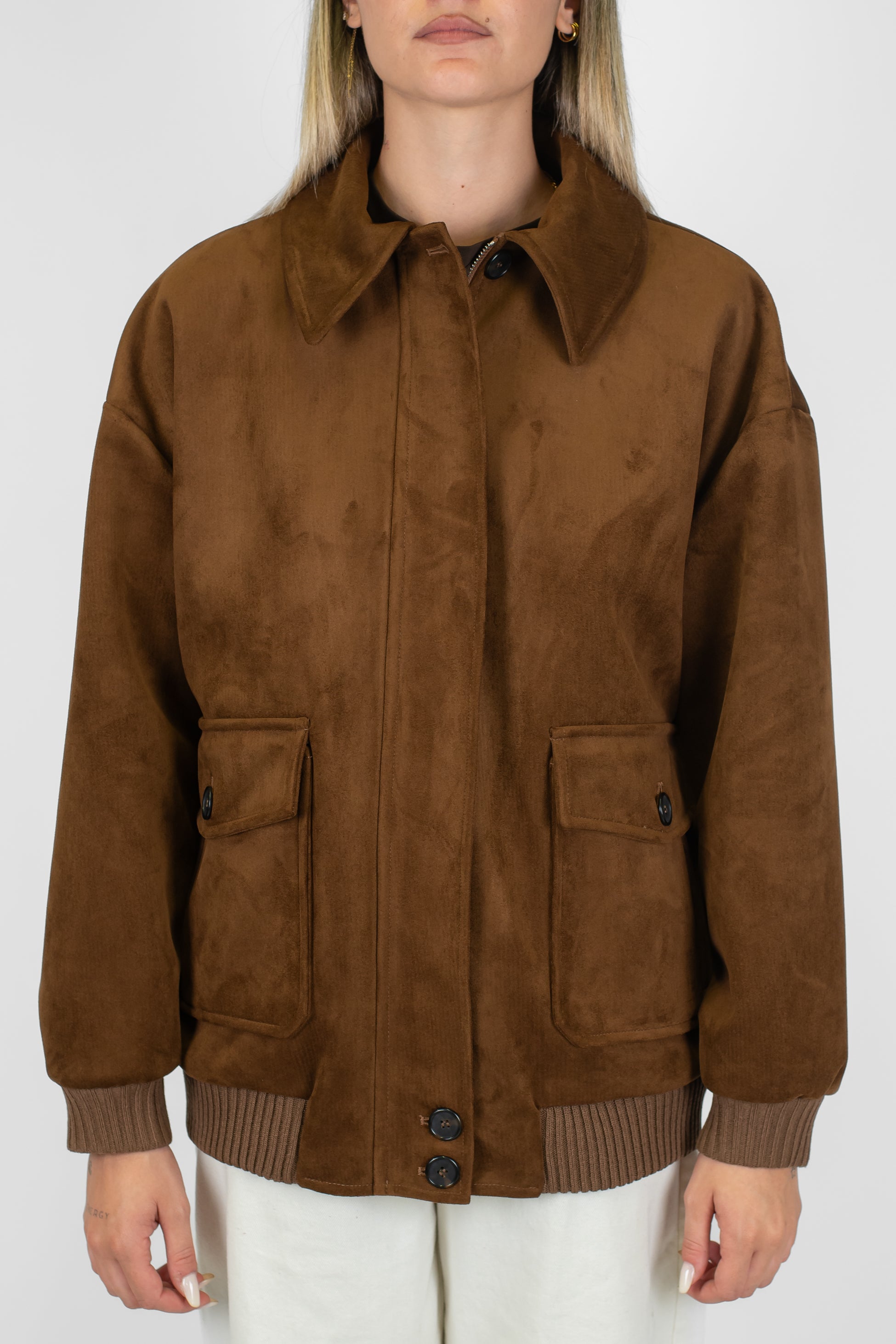 Dixie - Bomber in dainetto con colletto ed elastico sul fondo