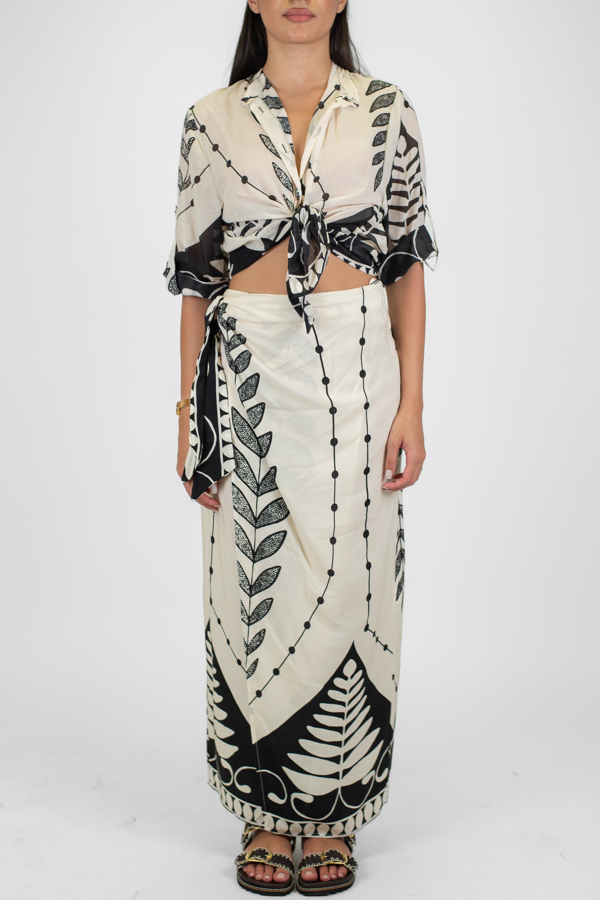 Haveone - Gonna pareo a portafoglio fantasia floreale in viscosa