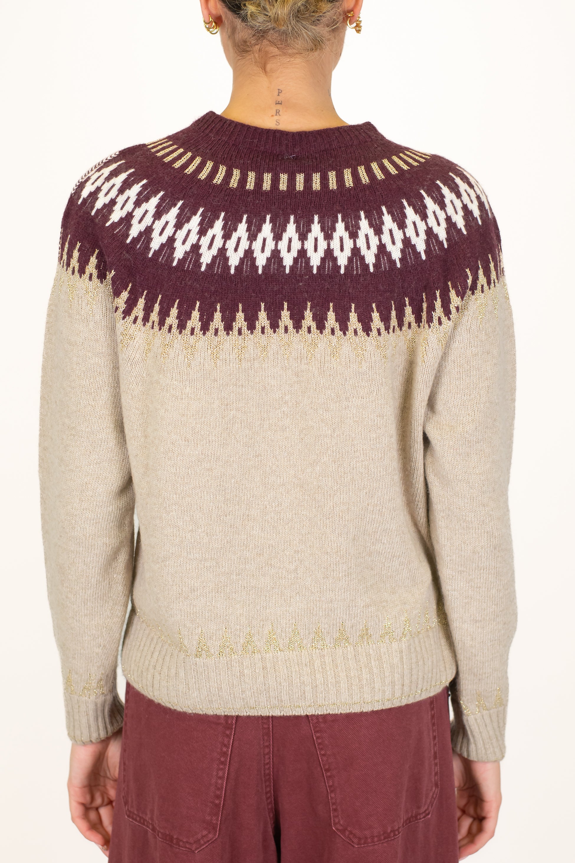 Tensione in - Maglia fantasia jacquard in misto lana e chashmere