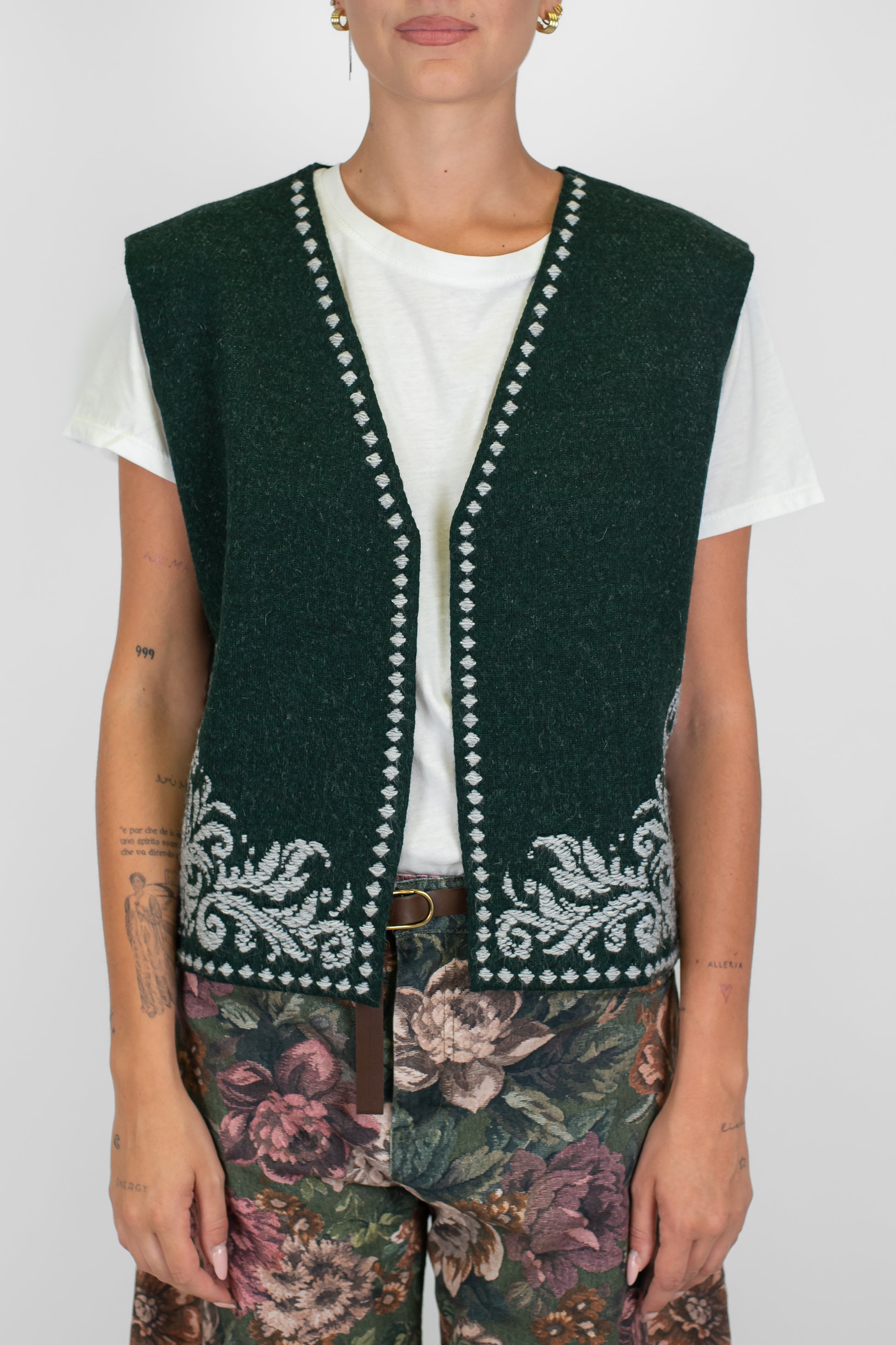 Motel - Gilet aperto fantasia astratta in misto lana