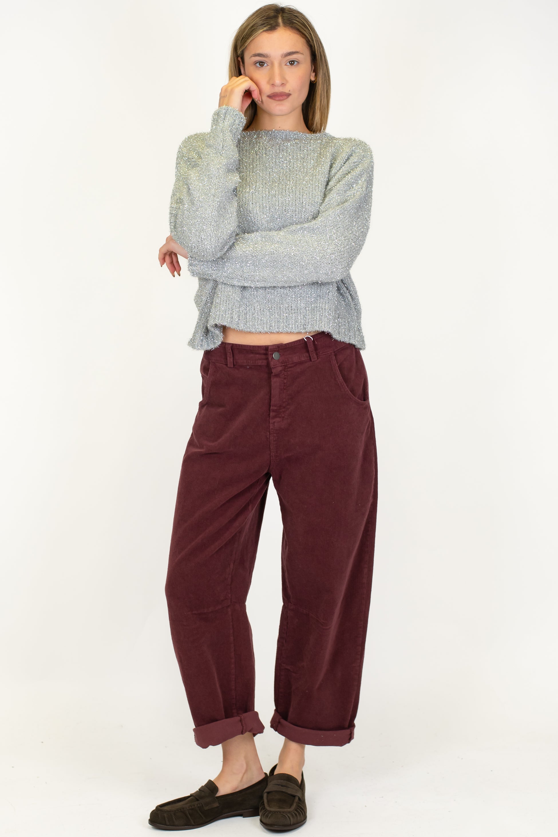 Motel - Pantalone balloon in velluto a coste con elastico sul retro