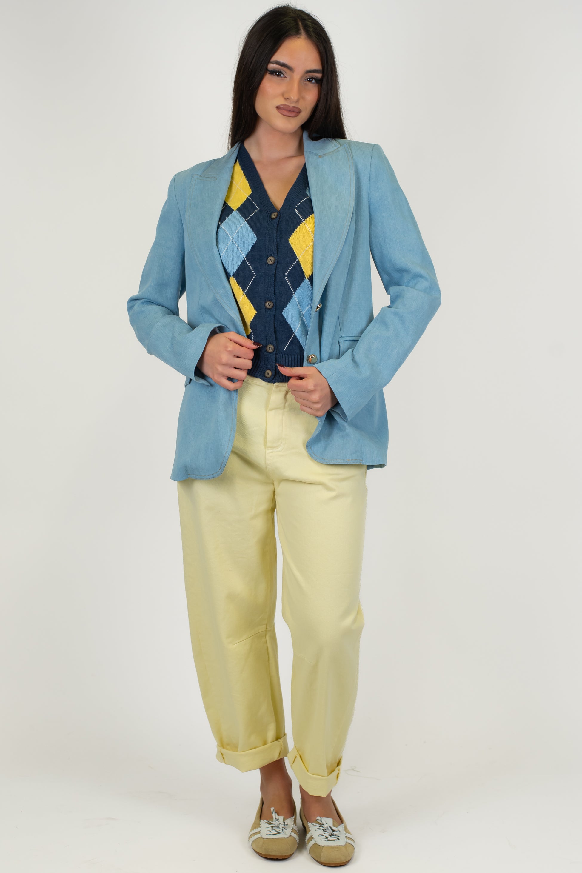 Motel - Pantalone balloon in denim colorato con elastico sul retro