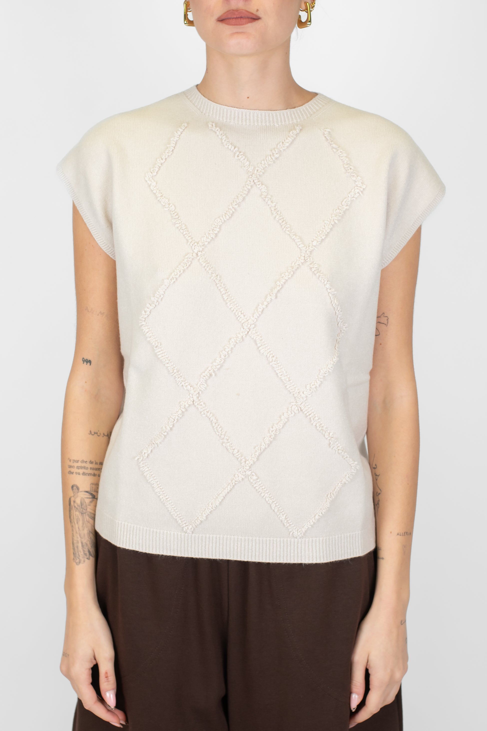 Motel - Gilet fantasia rombi ricamati