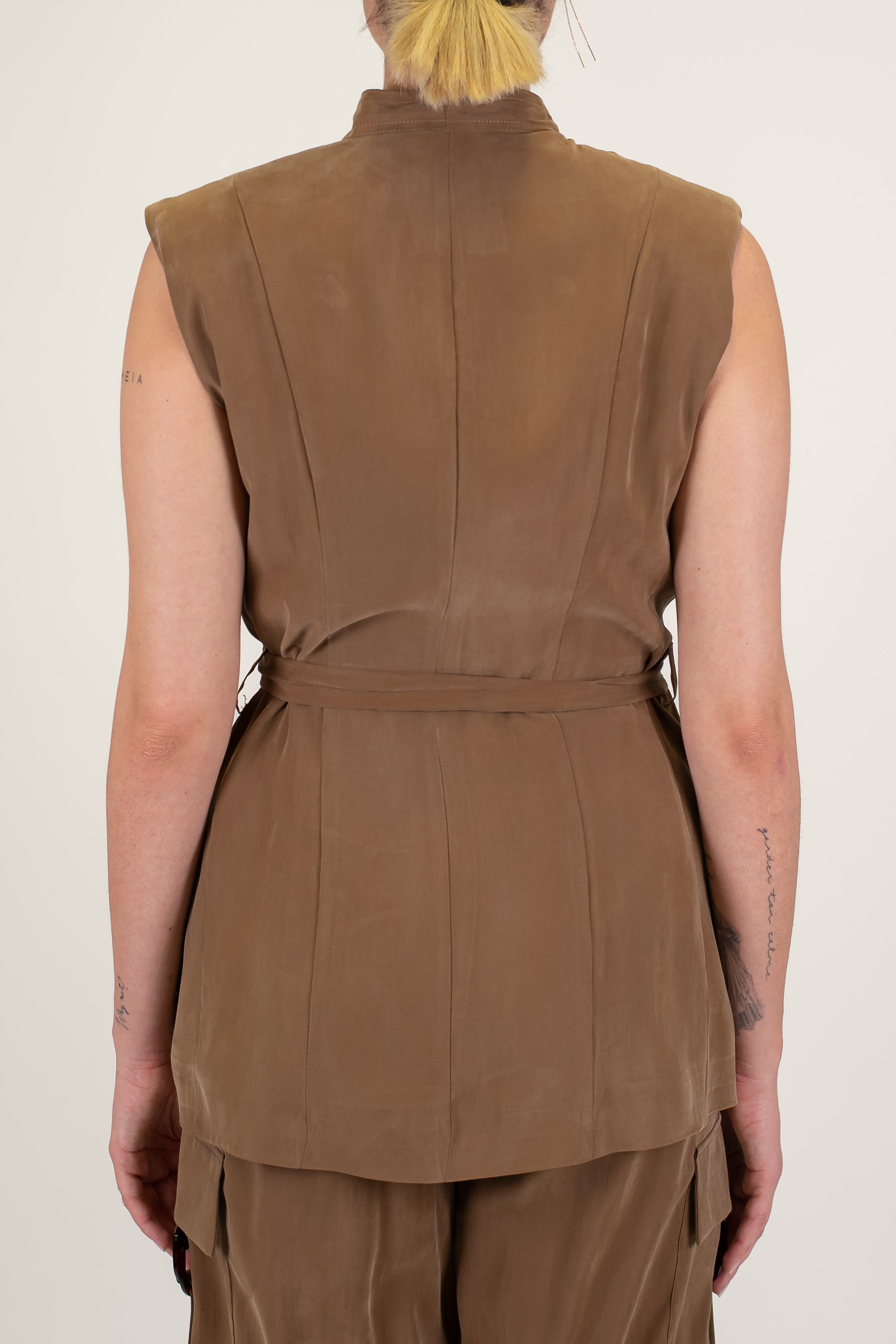 Maryley - Sahariana giromaniche in modal con cintura in tessuto