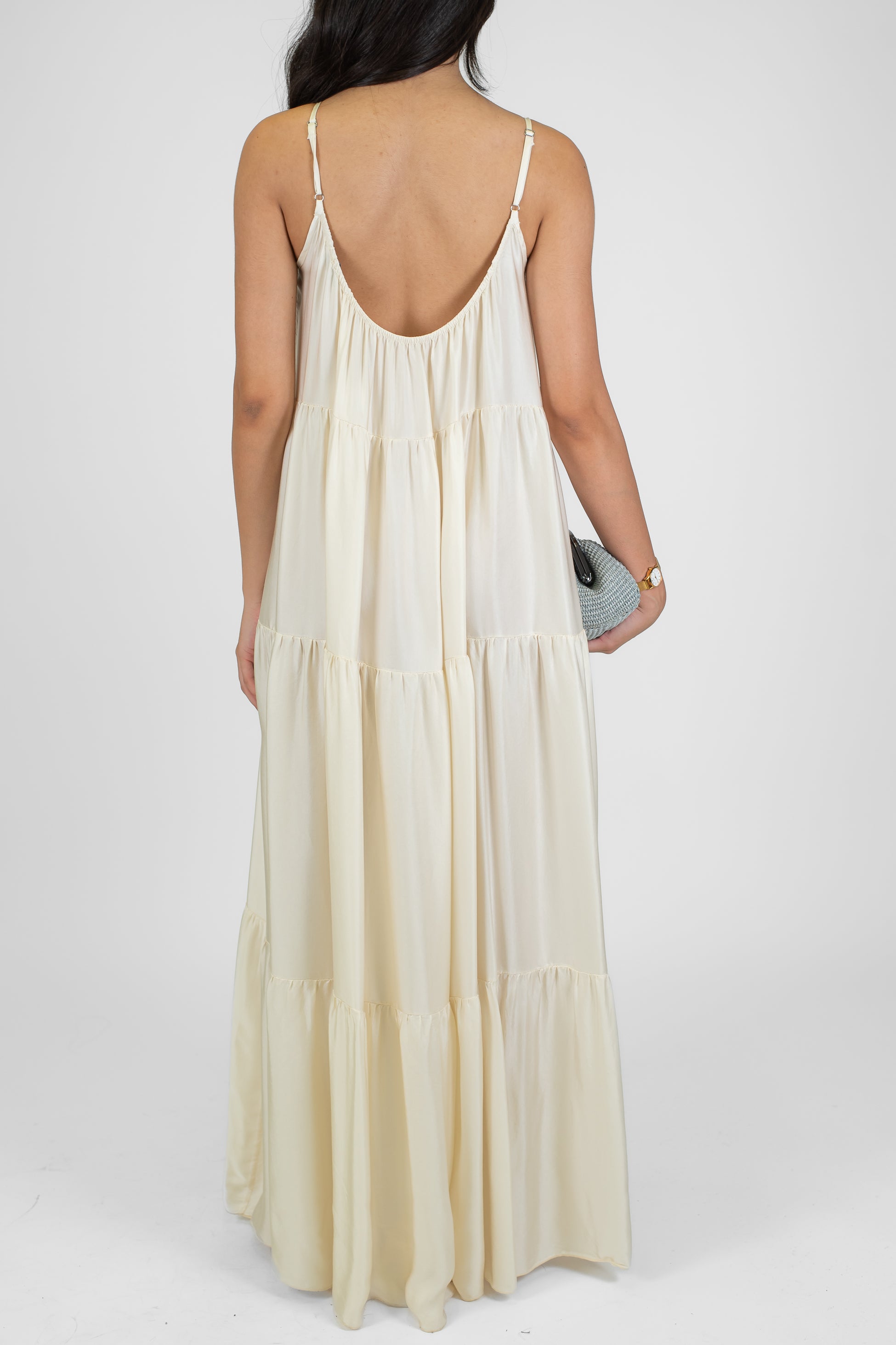 Motel - Abito lungo con balze in viscosa