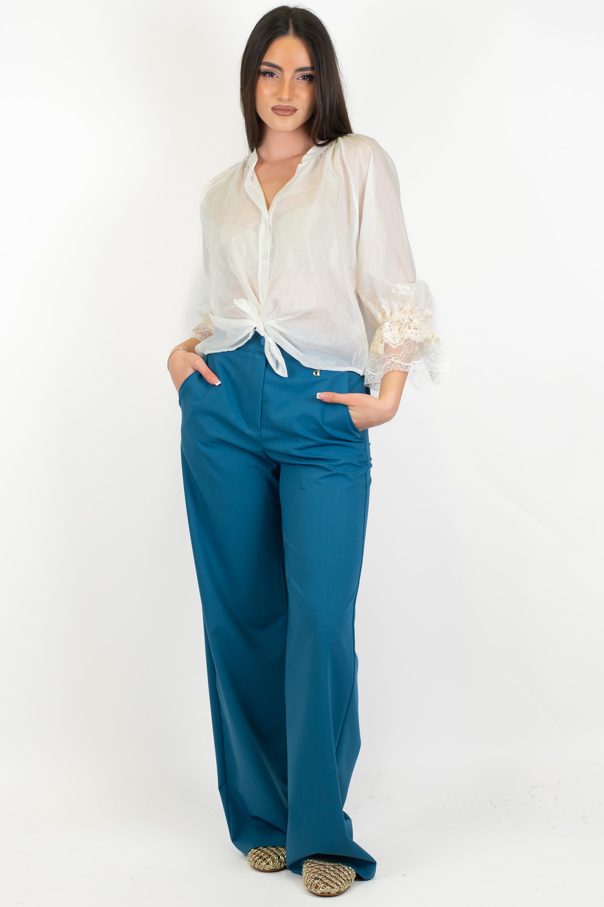 Dixie - Pantalone palazzo con elastico sul retro
