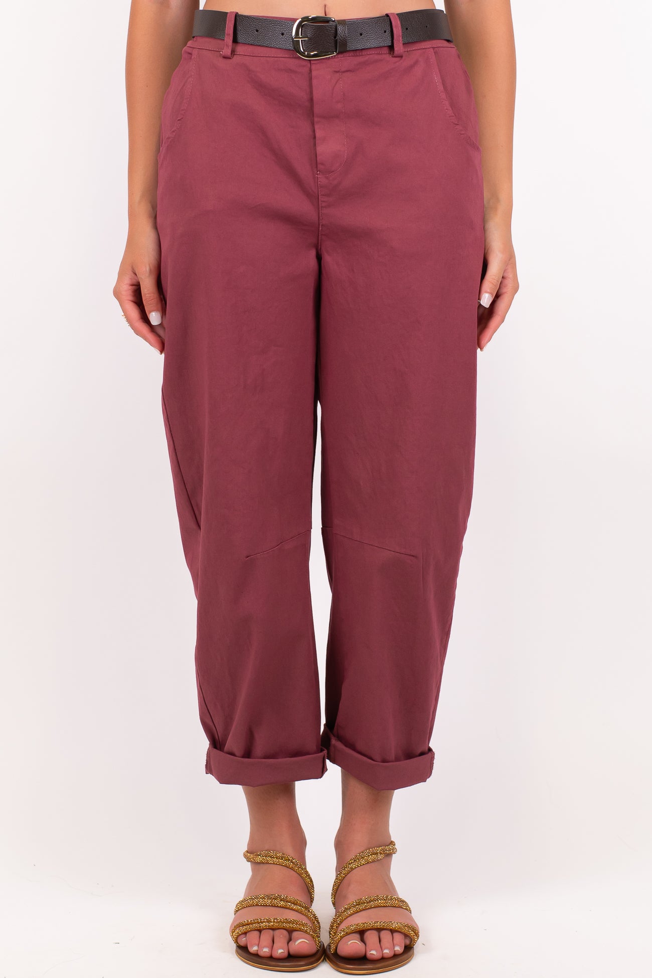 Haveone - Pantalone balloon in cotone con elastico sul retro