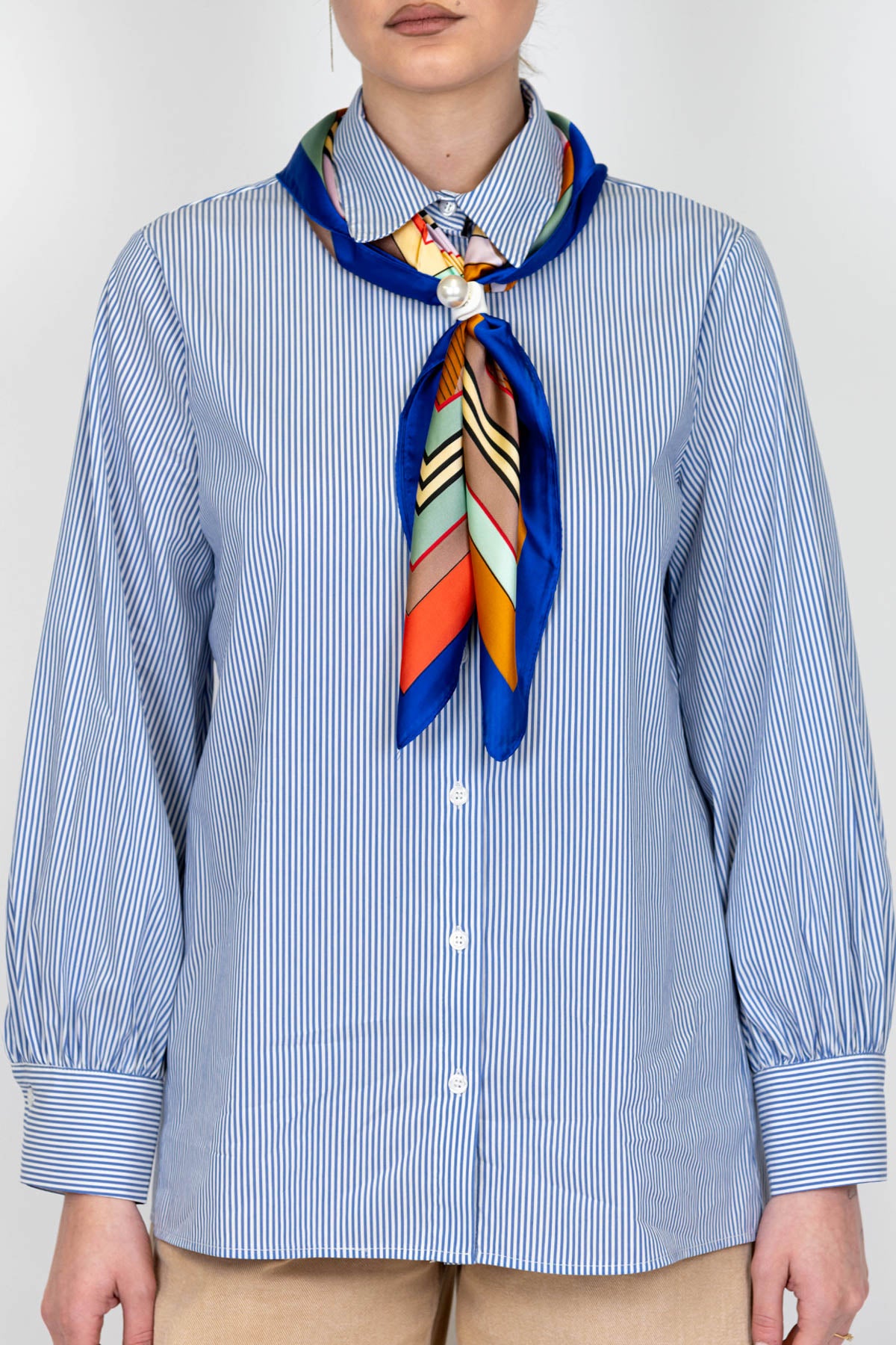 Dixie - Camicia fatasia righe con foulard