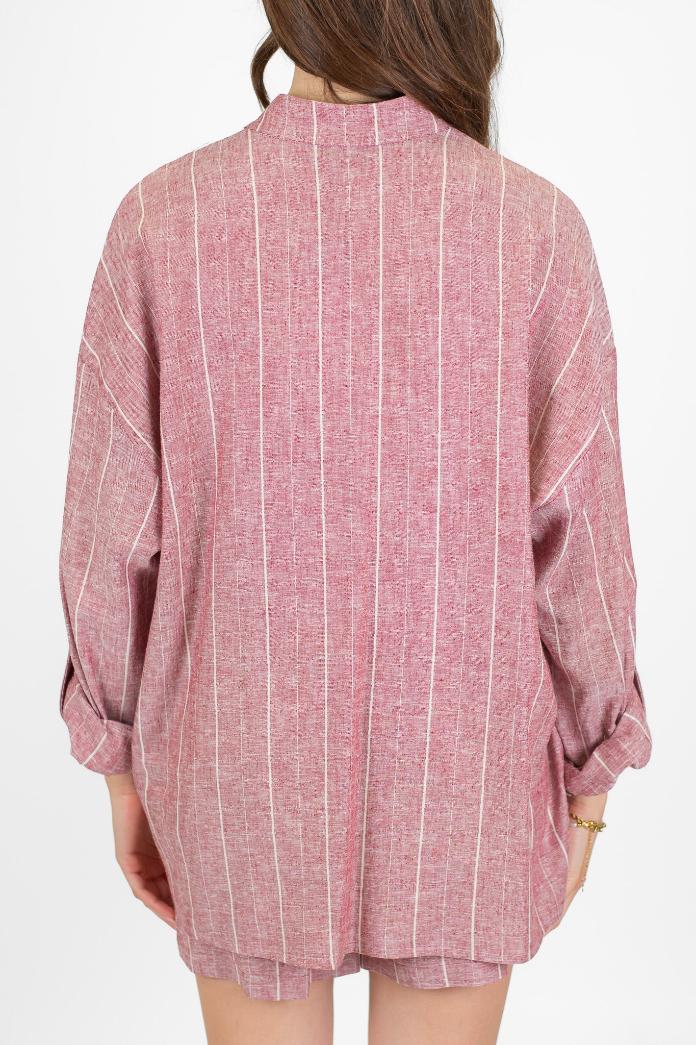 Haveone - Camicia over gessata in misto lino