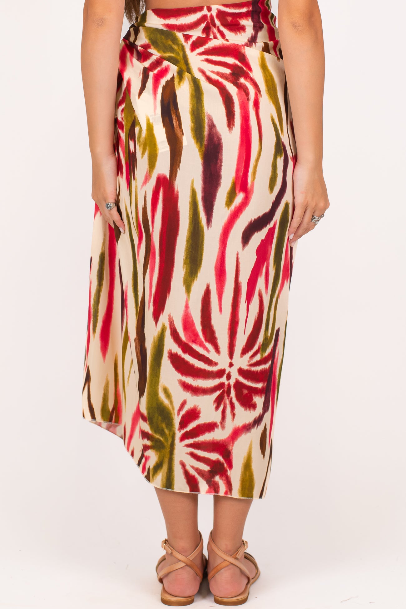 Haveone - Gonna pareo lunga in viscosa leggera fantasia multicolor