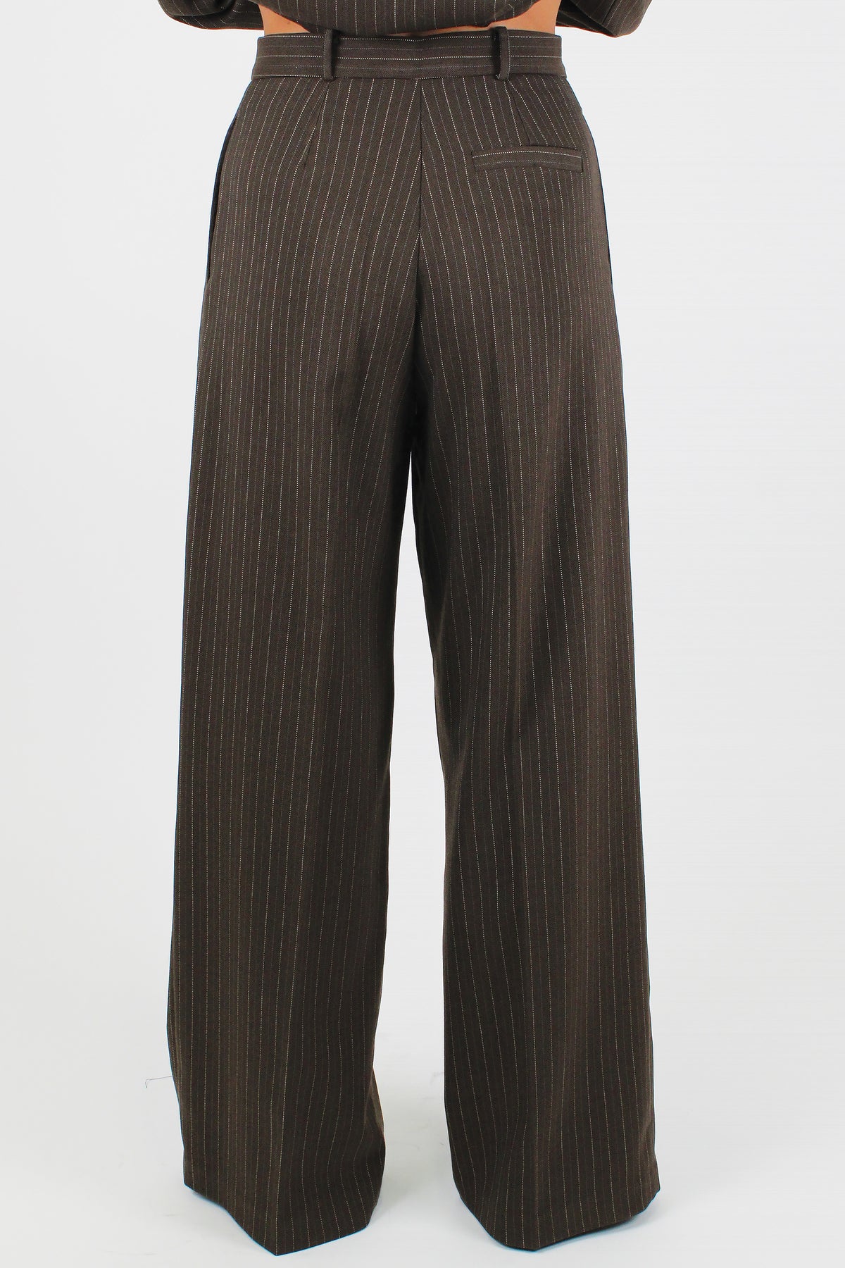 Haveone - Pantalone palazzo gessato con pinces