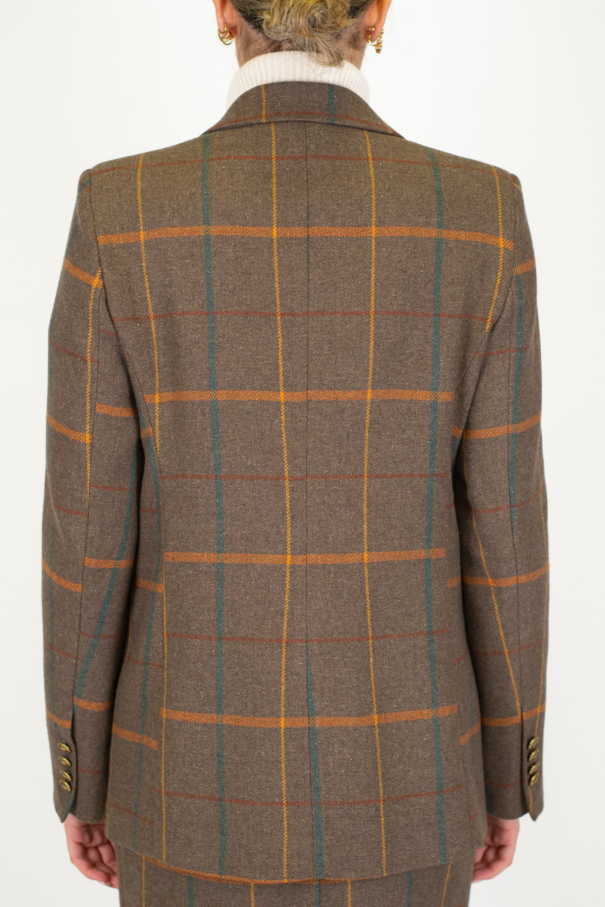 Tensione in - Giacca monopetto fantasia check in misto lana