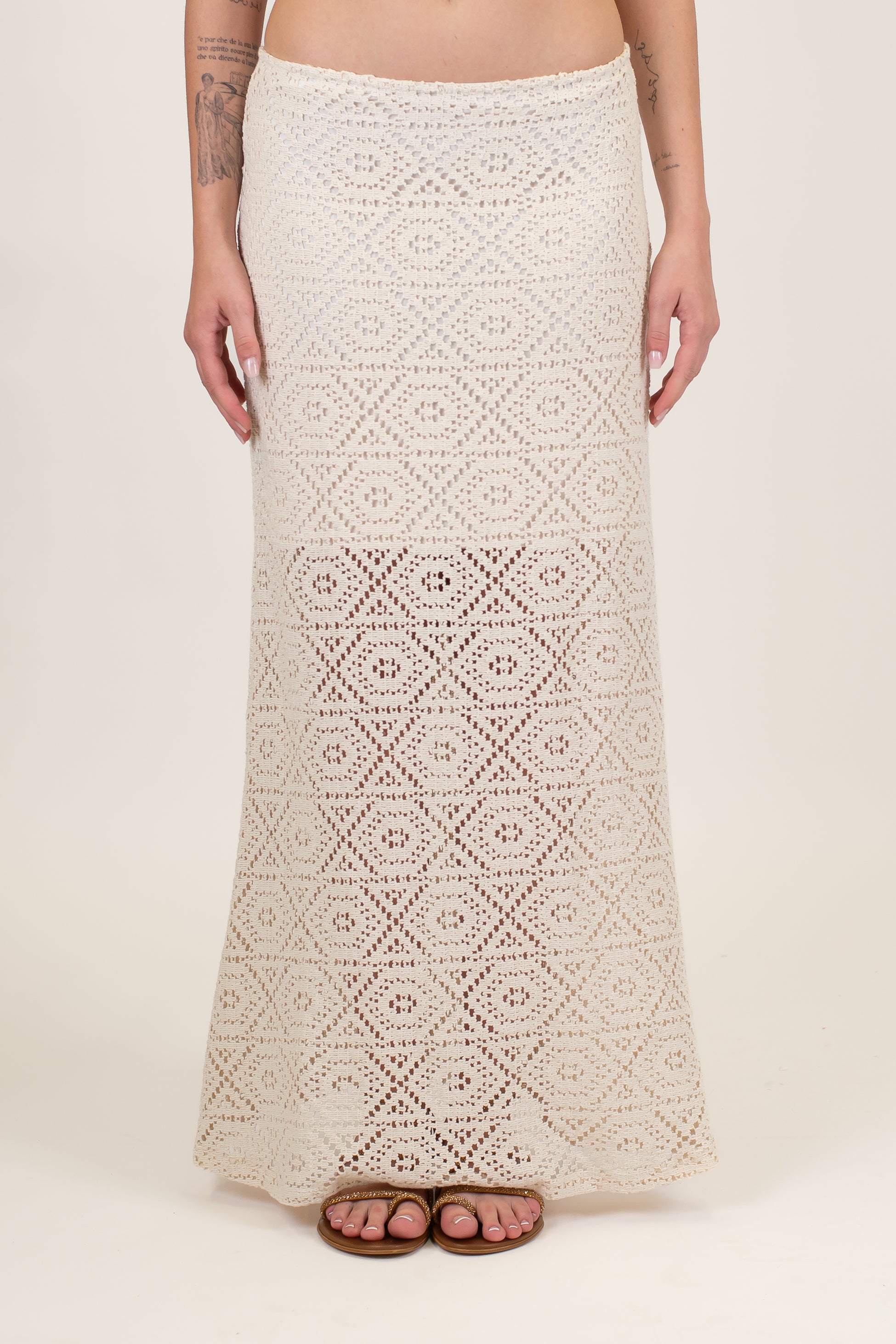 Haveone - Gonna con elastico in vita con ricami in crochet