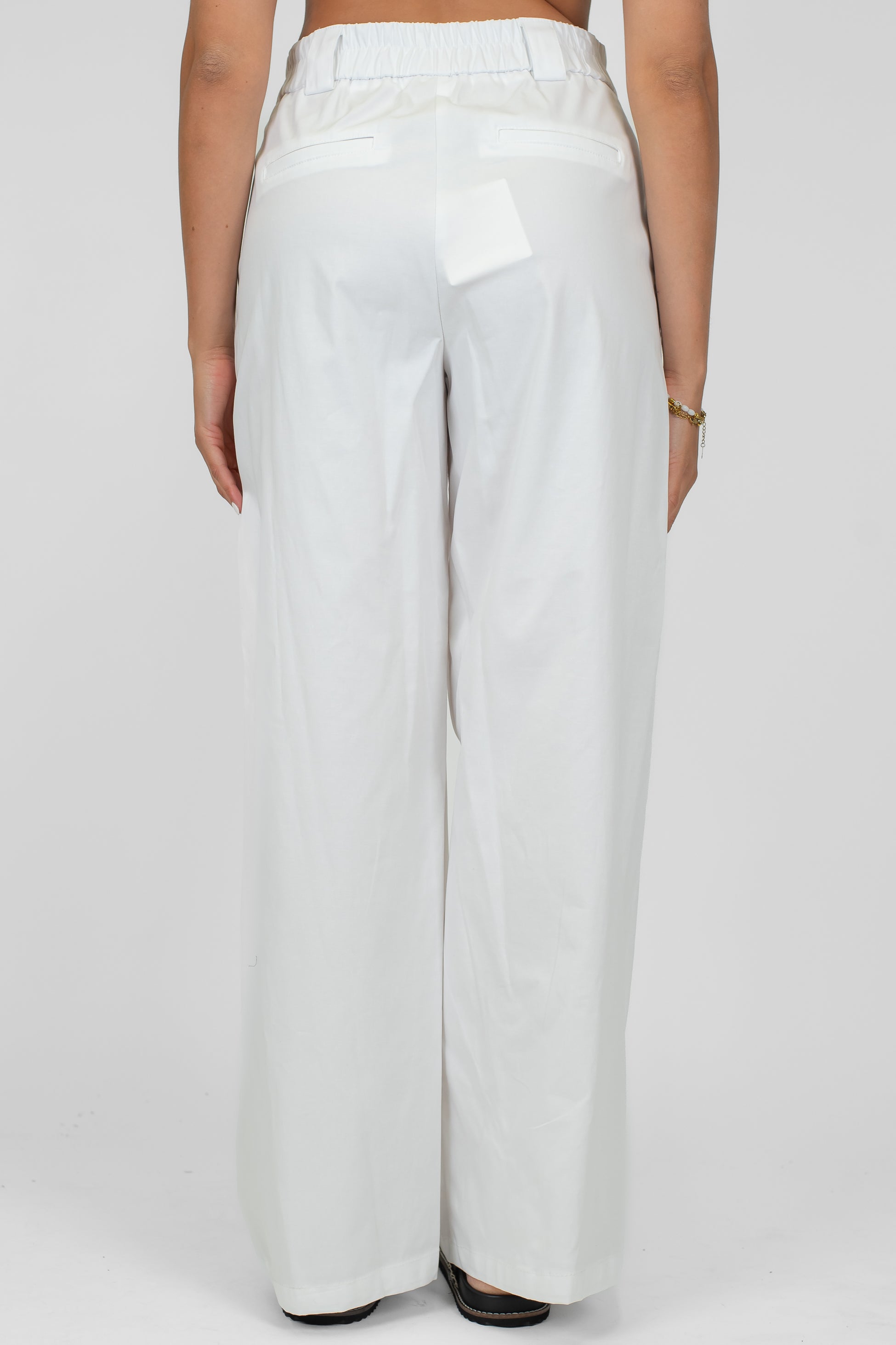 Tensione in - Coordinato in cotone tela paracadute con top a fascia e pantalone palazzo con elastico sul retro