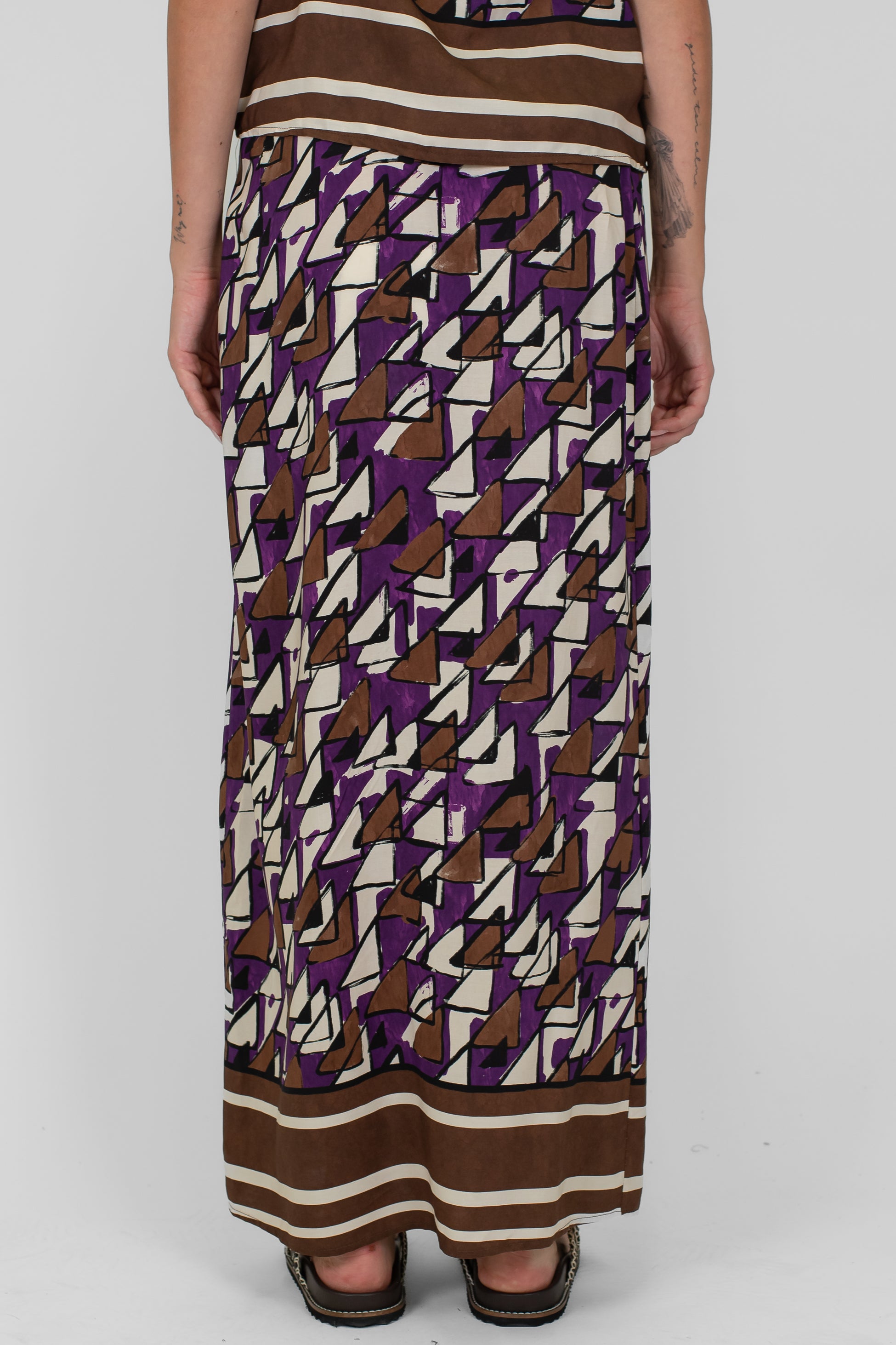 Tensione in - Gonna pareo a portafoglio fantasia a righe in viscosa