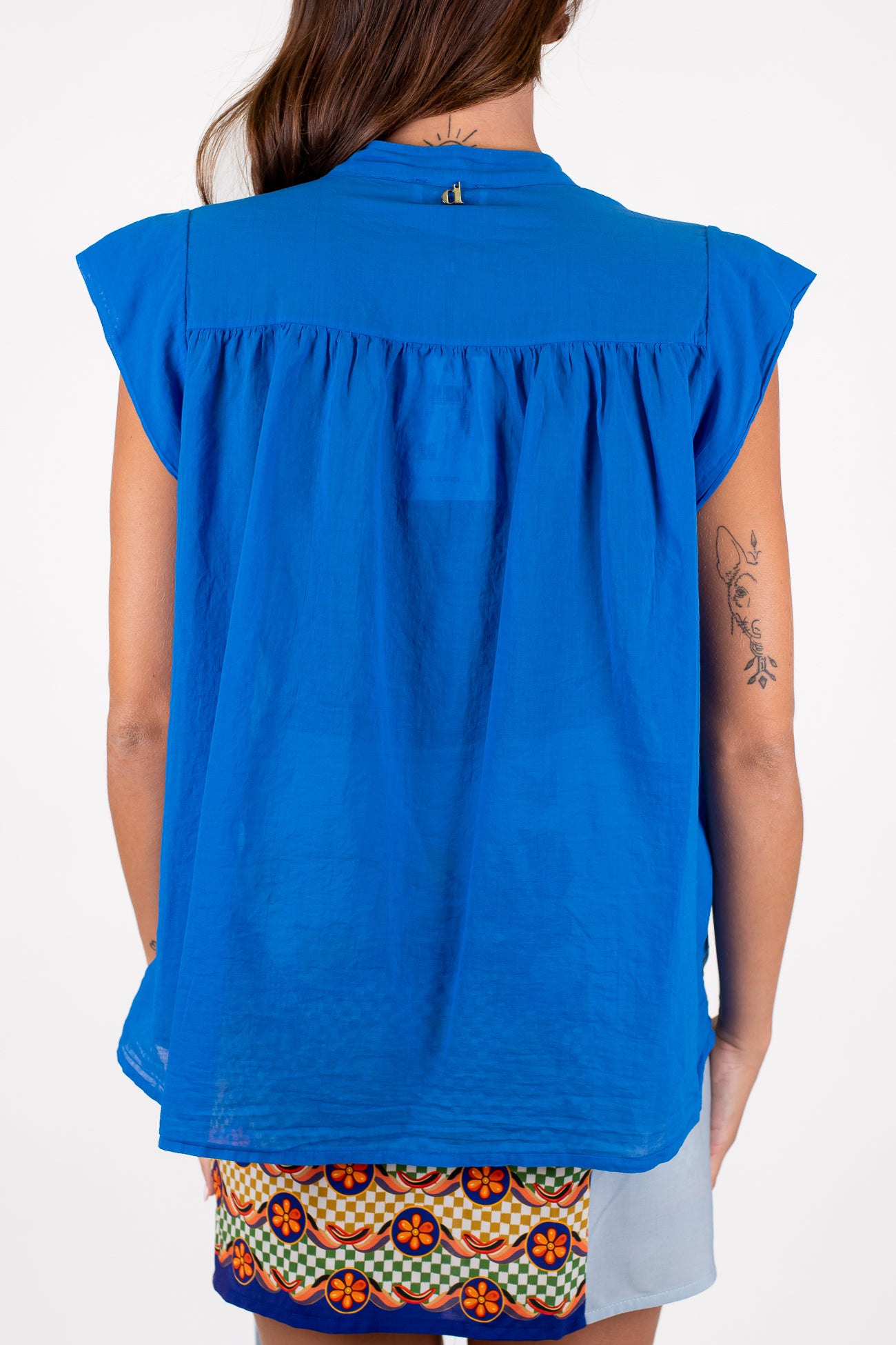 Dixie - Camicia giromaniche in mussola di cotone con alette