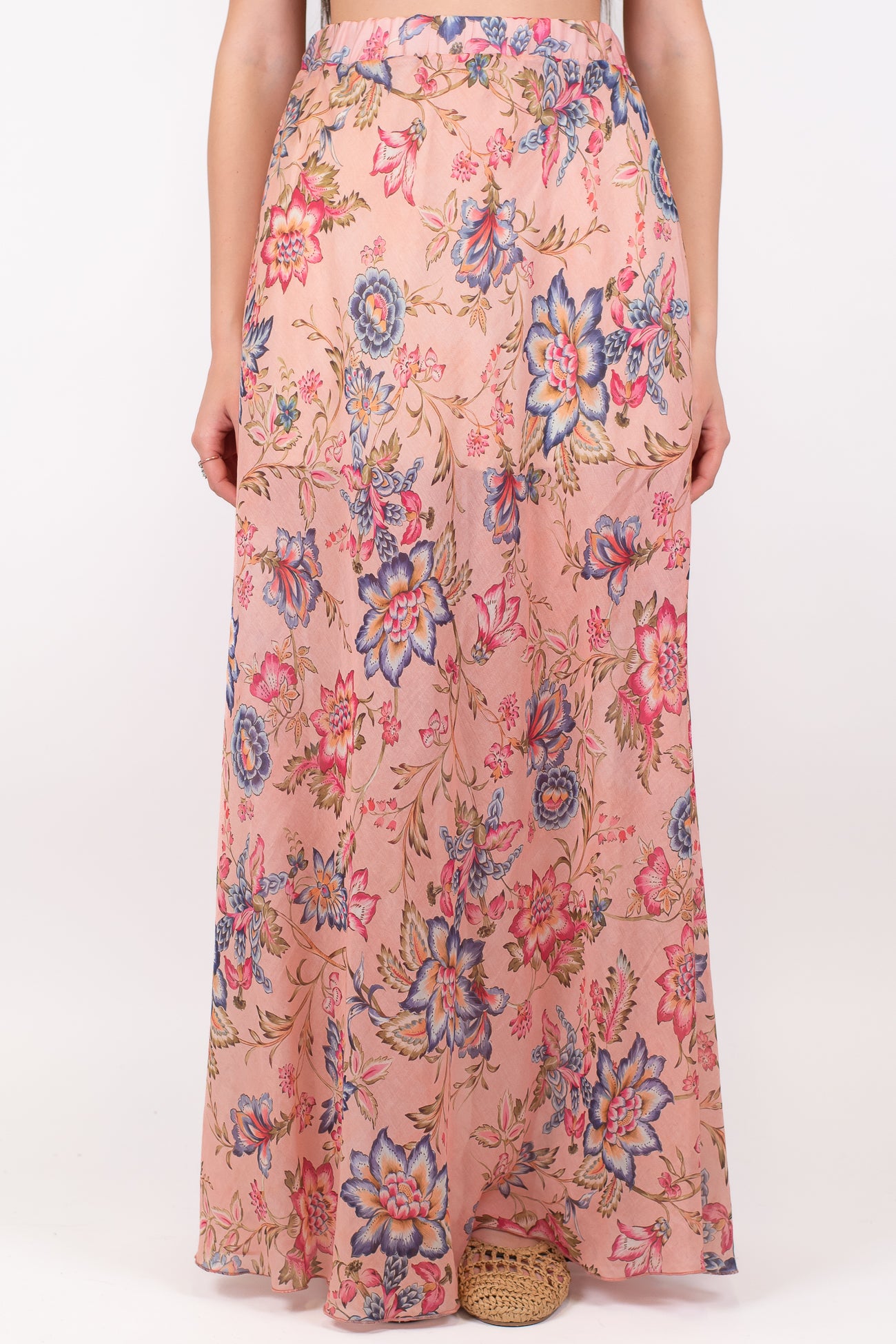 Tensione in - Gonna fantasia floreale in tencel con elastico in vita