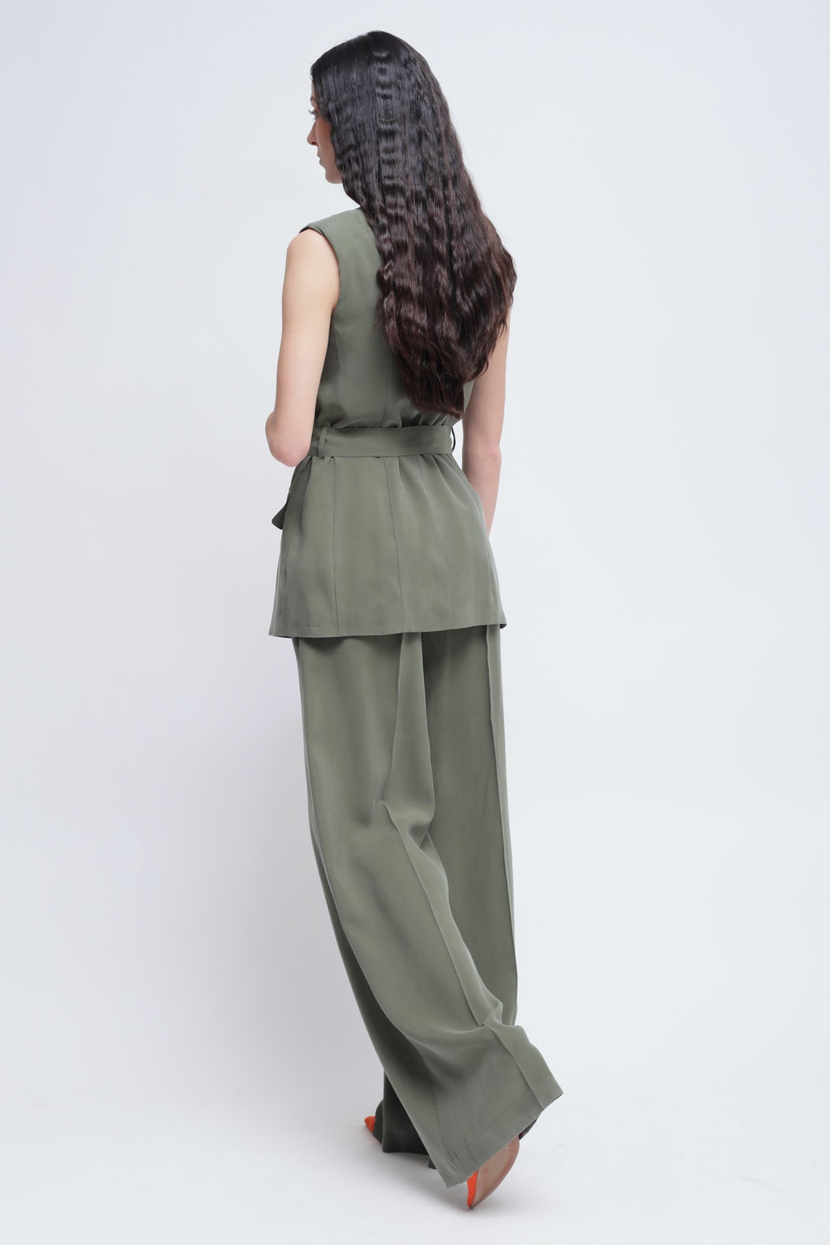 Maryley - Pantalone palazzo a vita alta in modal