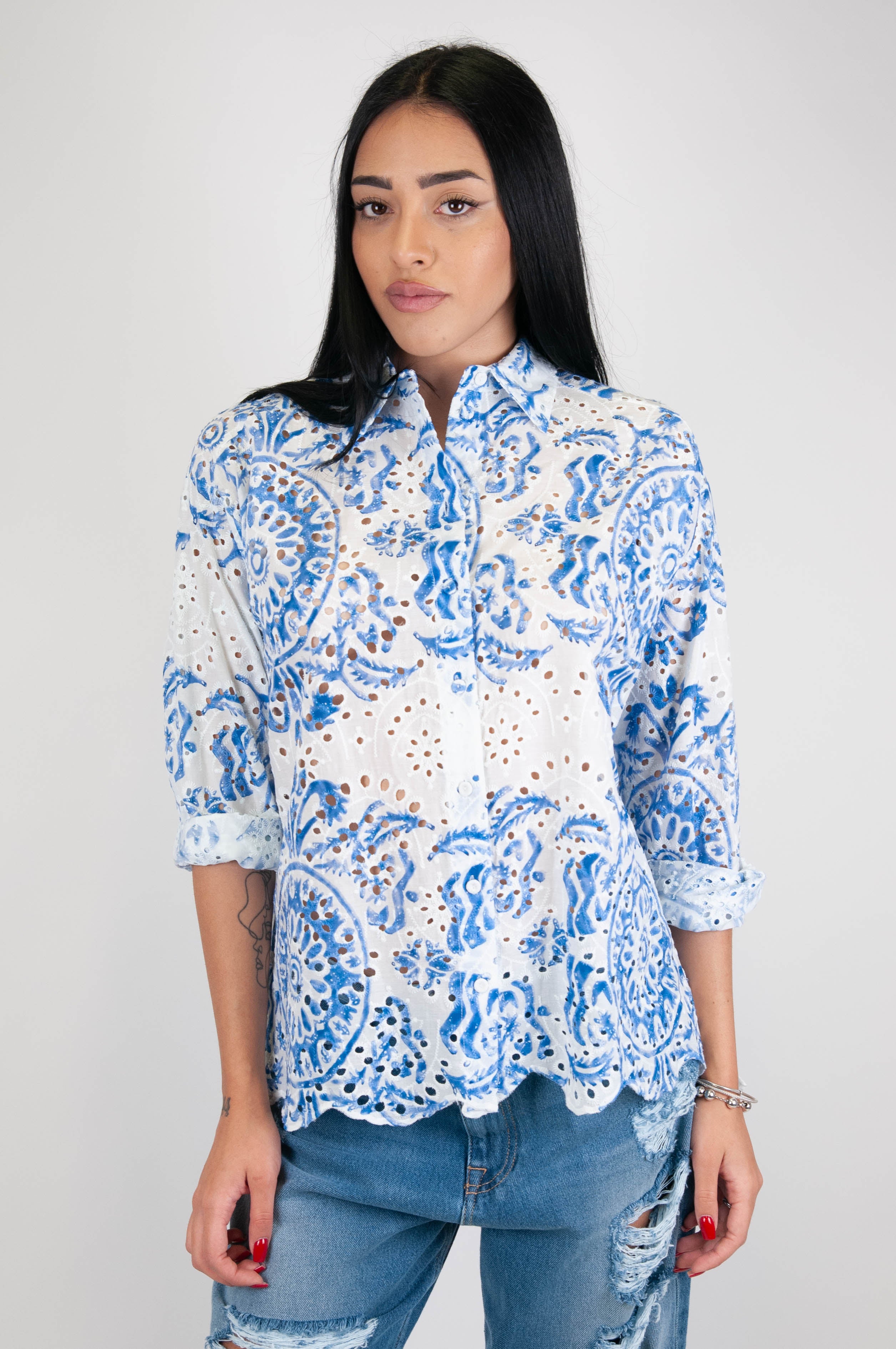 Tension in - Patterned shirt in broderie anglaise